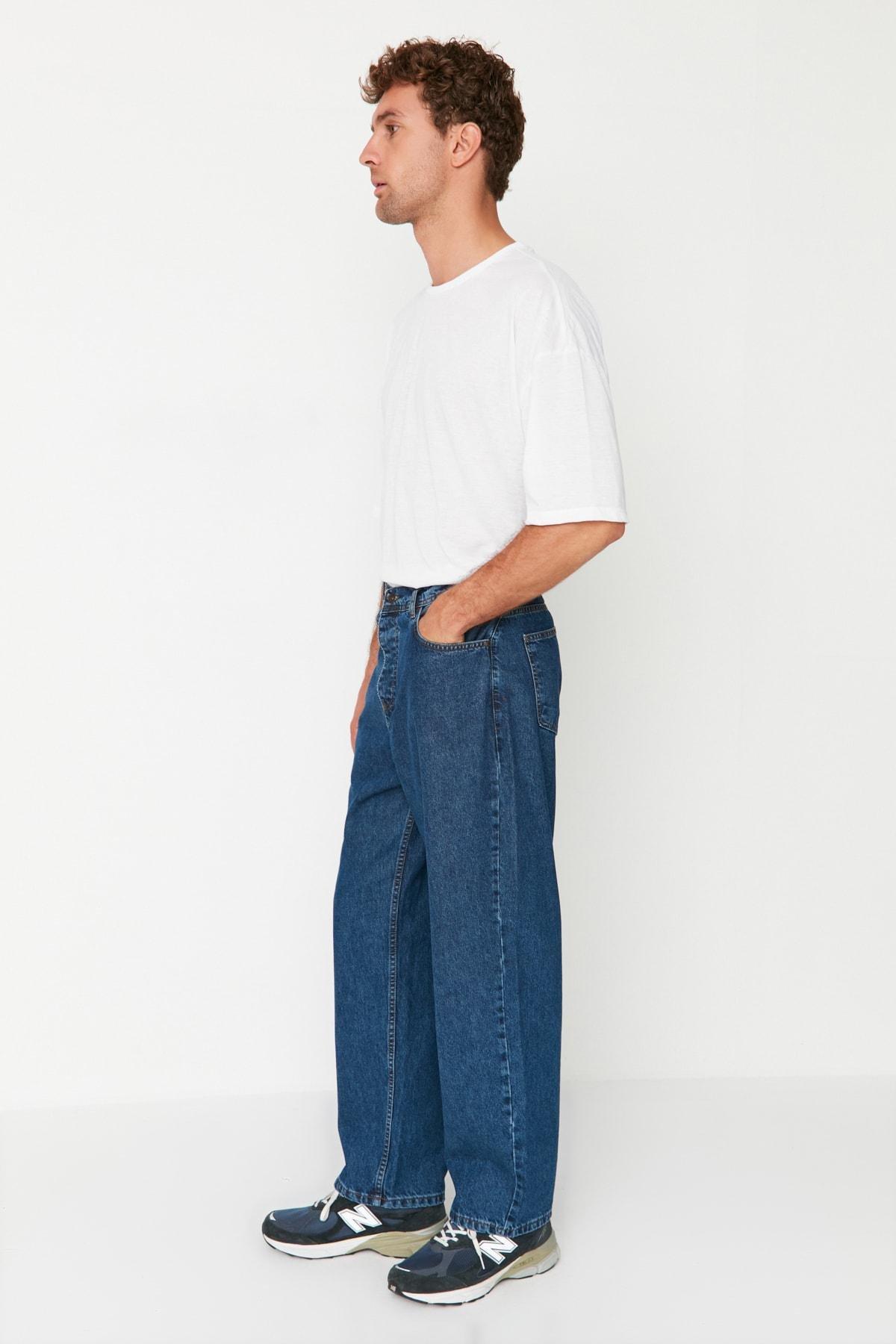 Navy Denim Loose Jeans, Dark blue, large image number 2