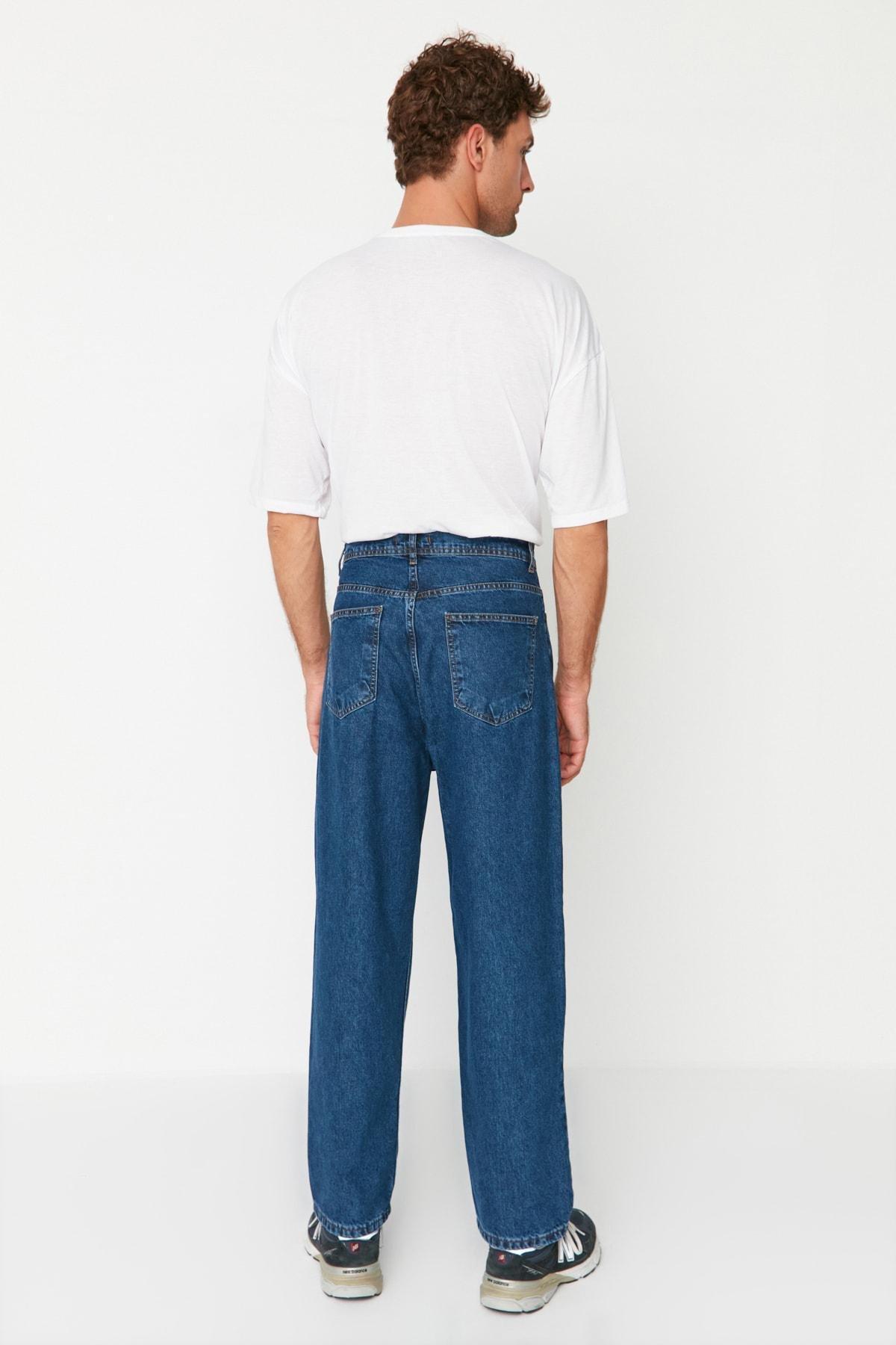 Navy Denim Loose Jeans, Dark blue, large image number 6
