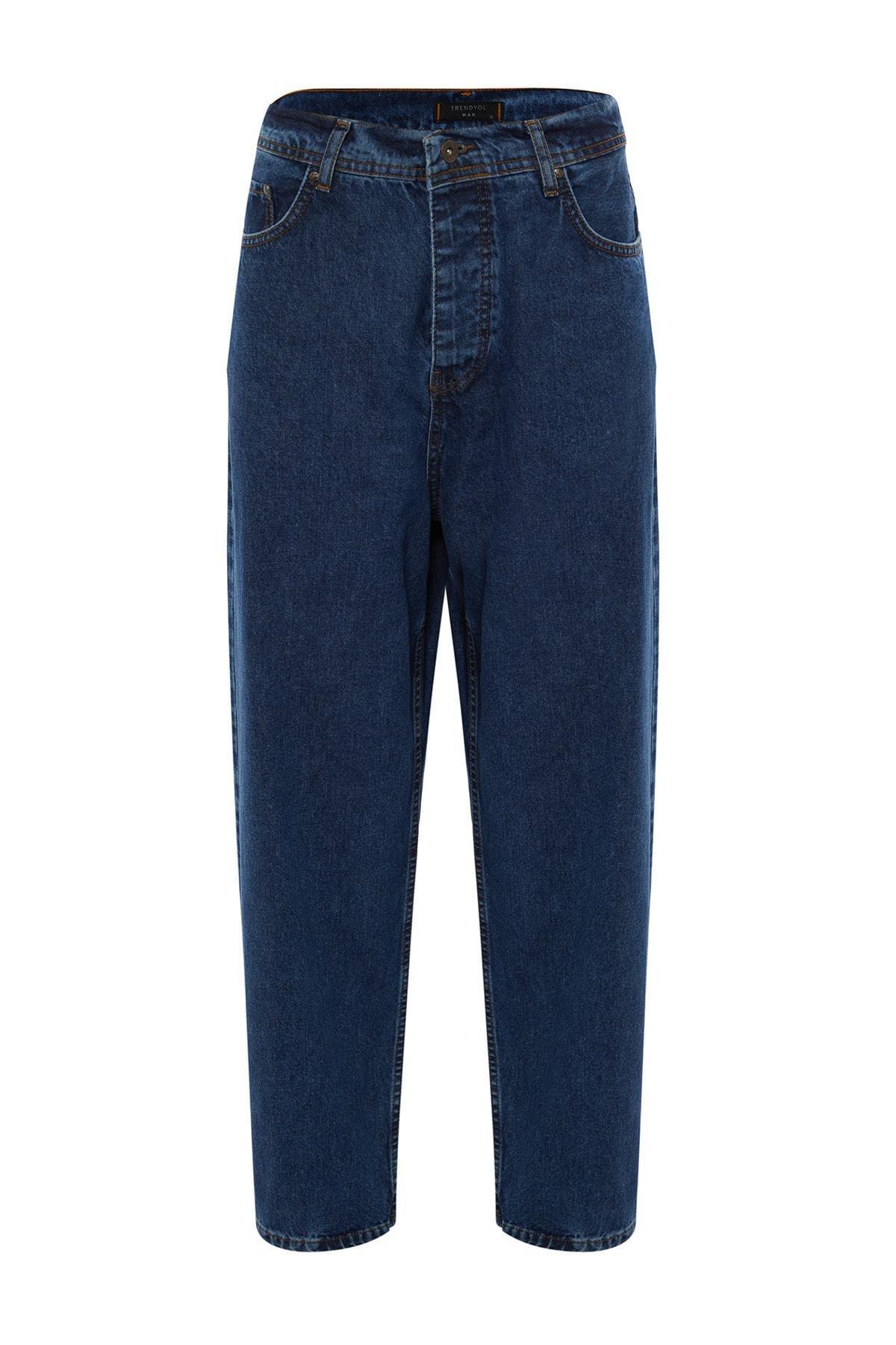 Navy Denim Loose Jeans, Dark blue, large image number 7