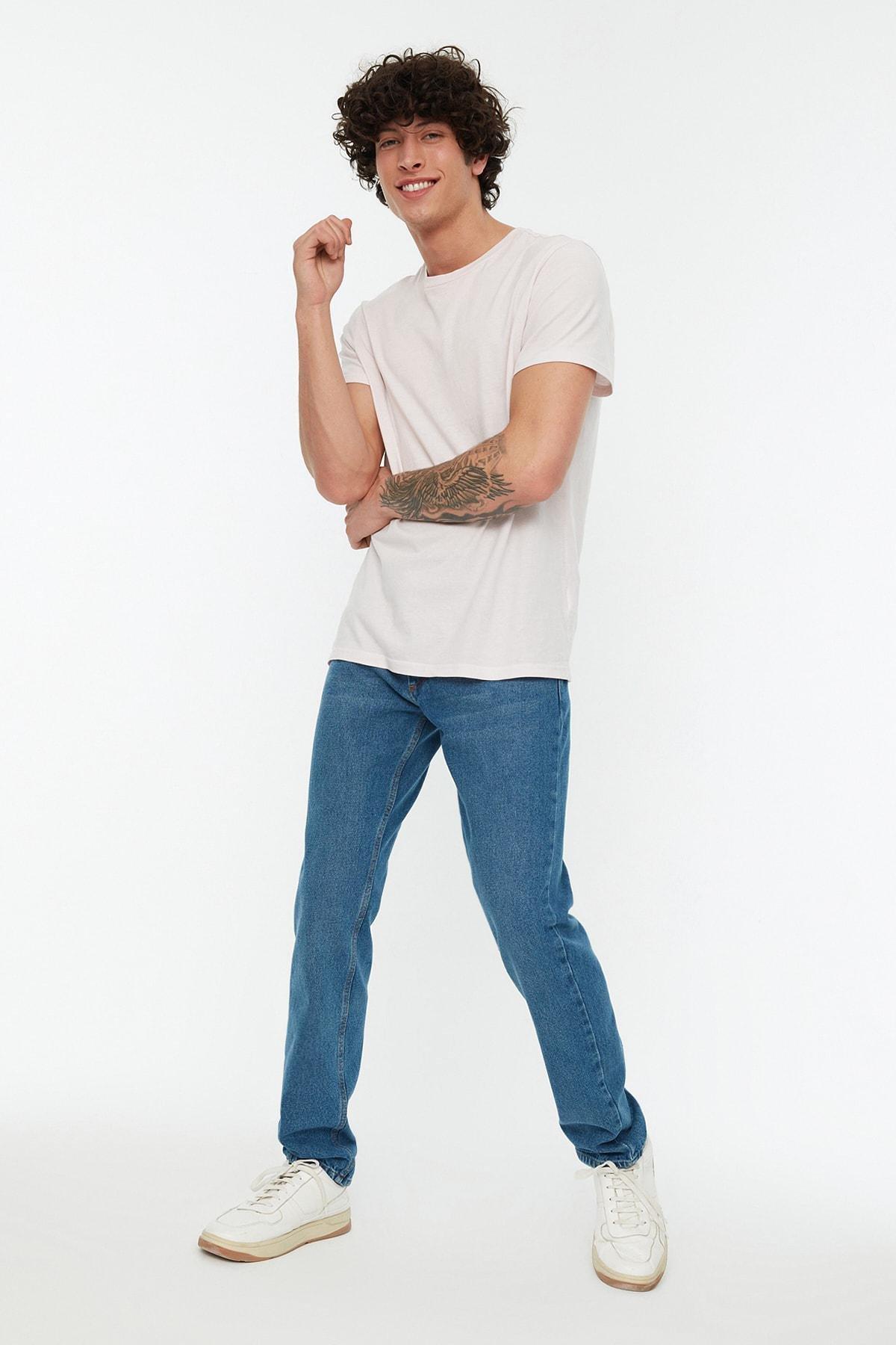 Navy Denim Straight Jeans, , large image number 2