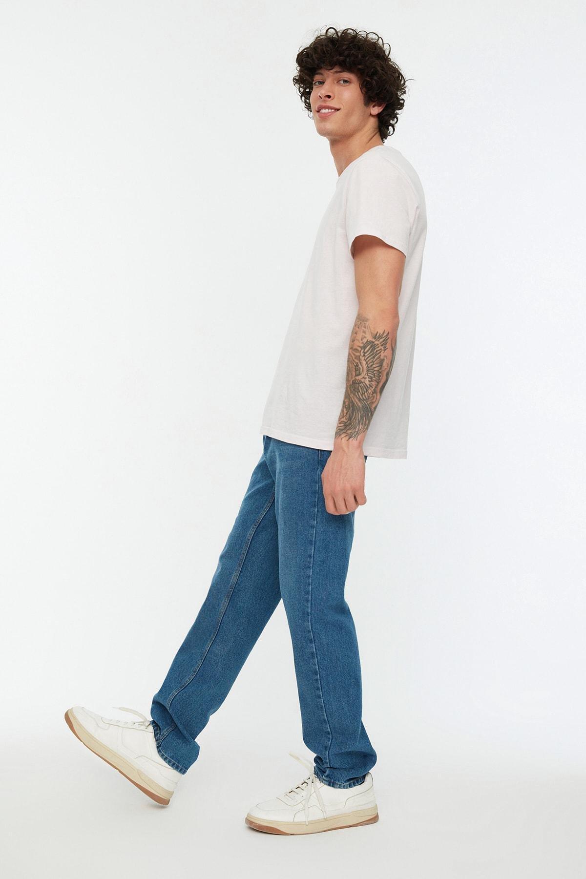 Navy Denim Straight Jeans, , large image number 3