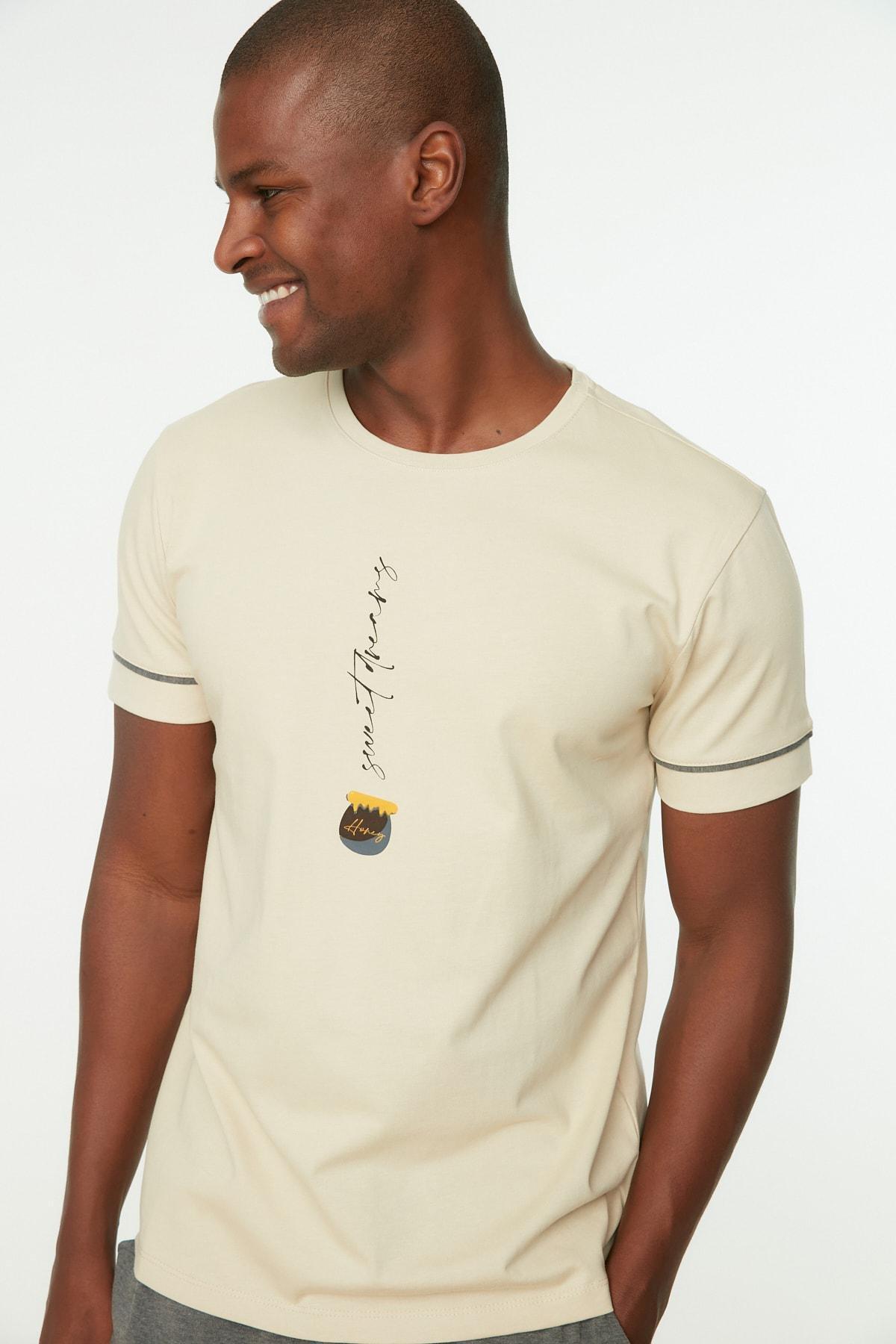 طقم بيجاما سادة، بيج, Beige, medium
