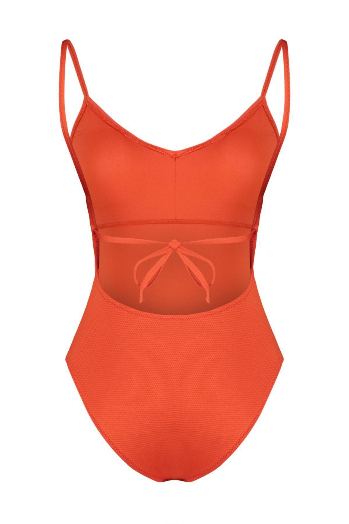 Red Plain Swimsuit, , large image number 6