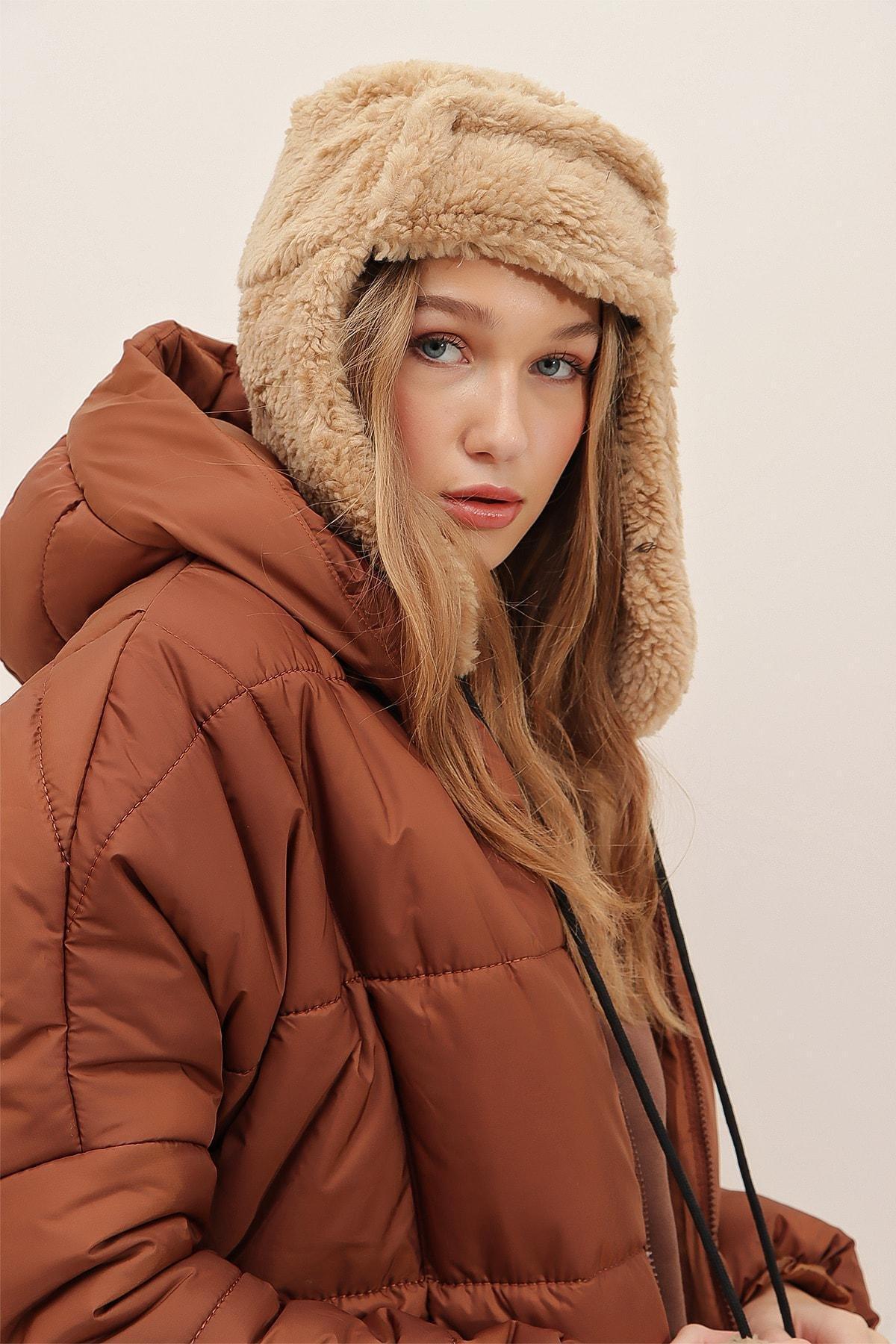Beige Soft Plush Earmuffs Hat, Beige, large image number 2