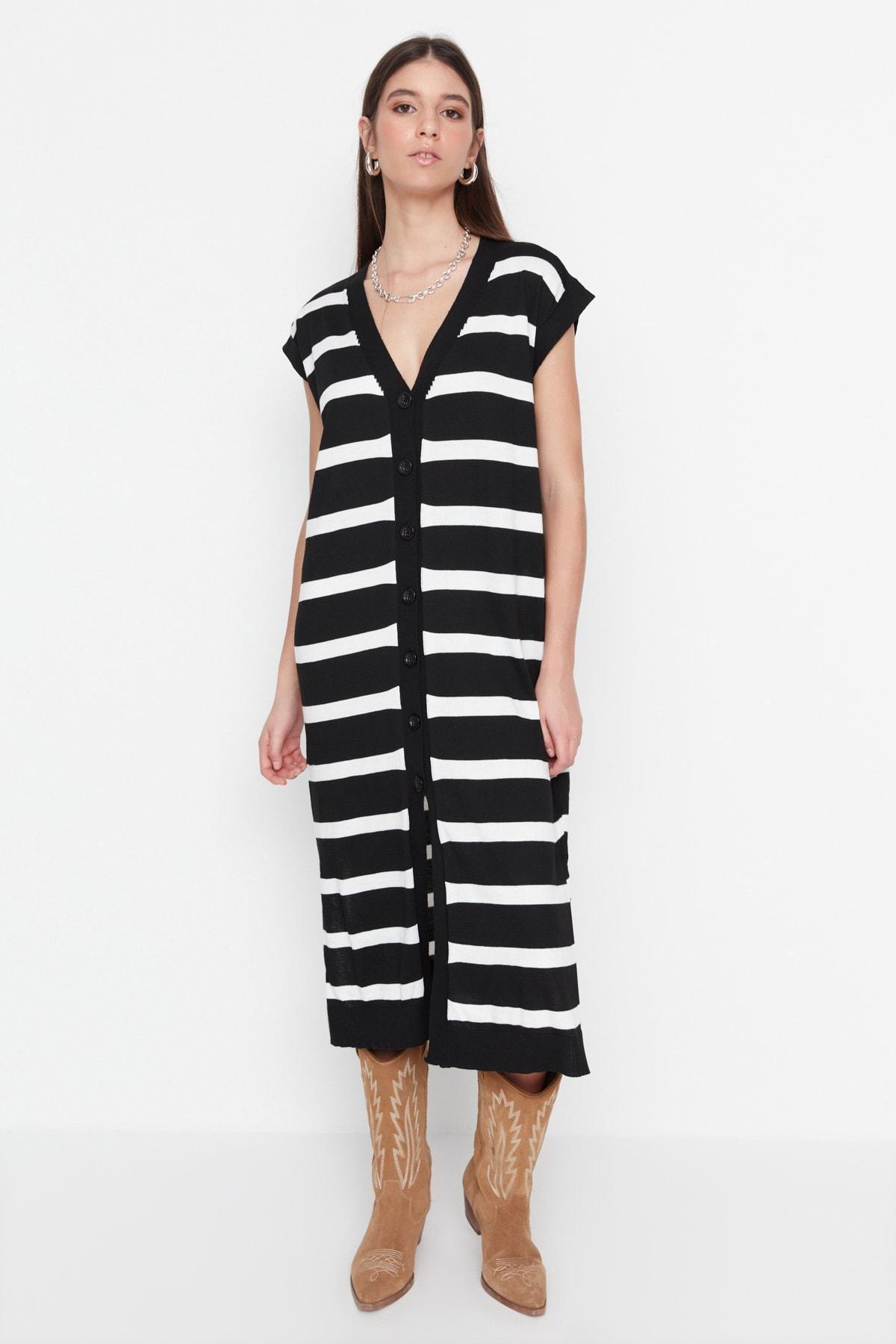 Ecru Striped Dress, , large image number 0