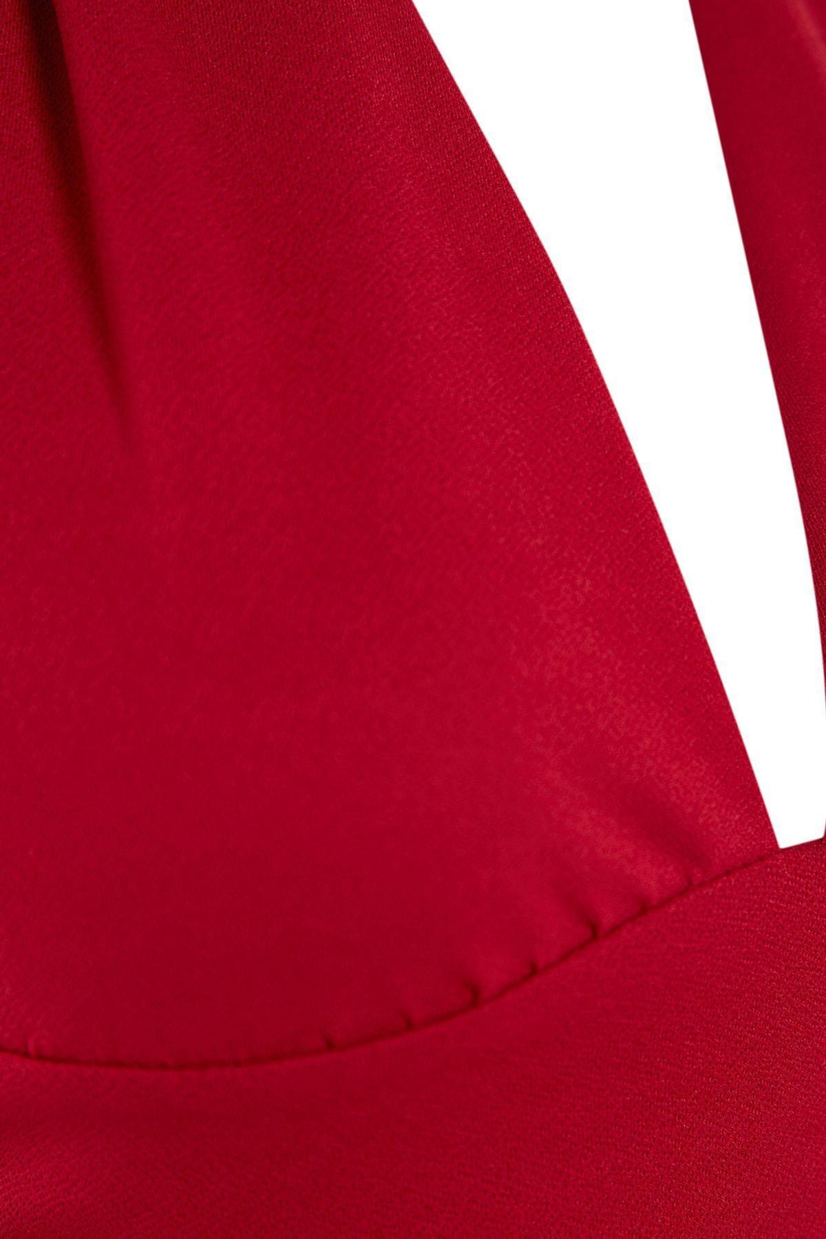 Burgundy Halterneck Slim Blouse, , large image number 6