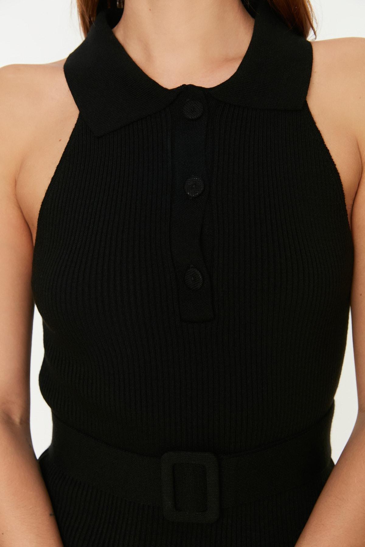 Black Polo Neckline Bodycon Dress, , large image number 2