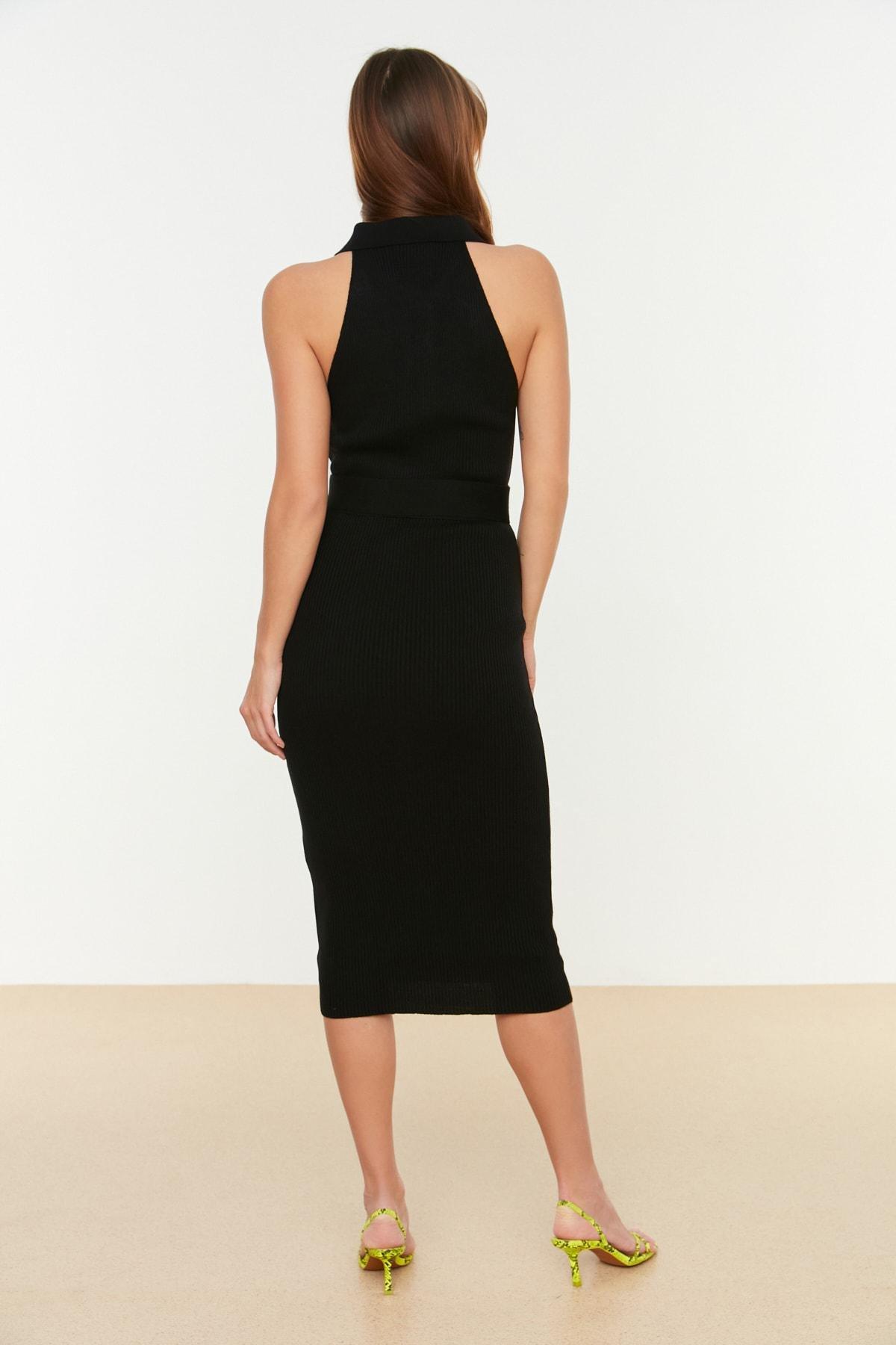 Black Polo Neckline Bodycon Dress, , large image number 3