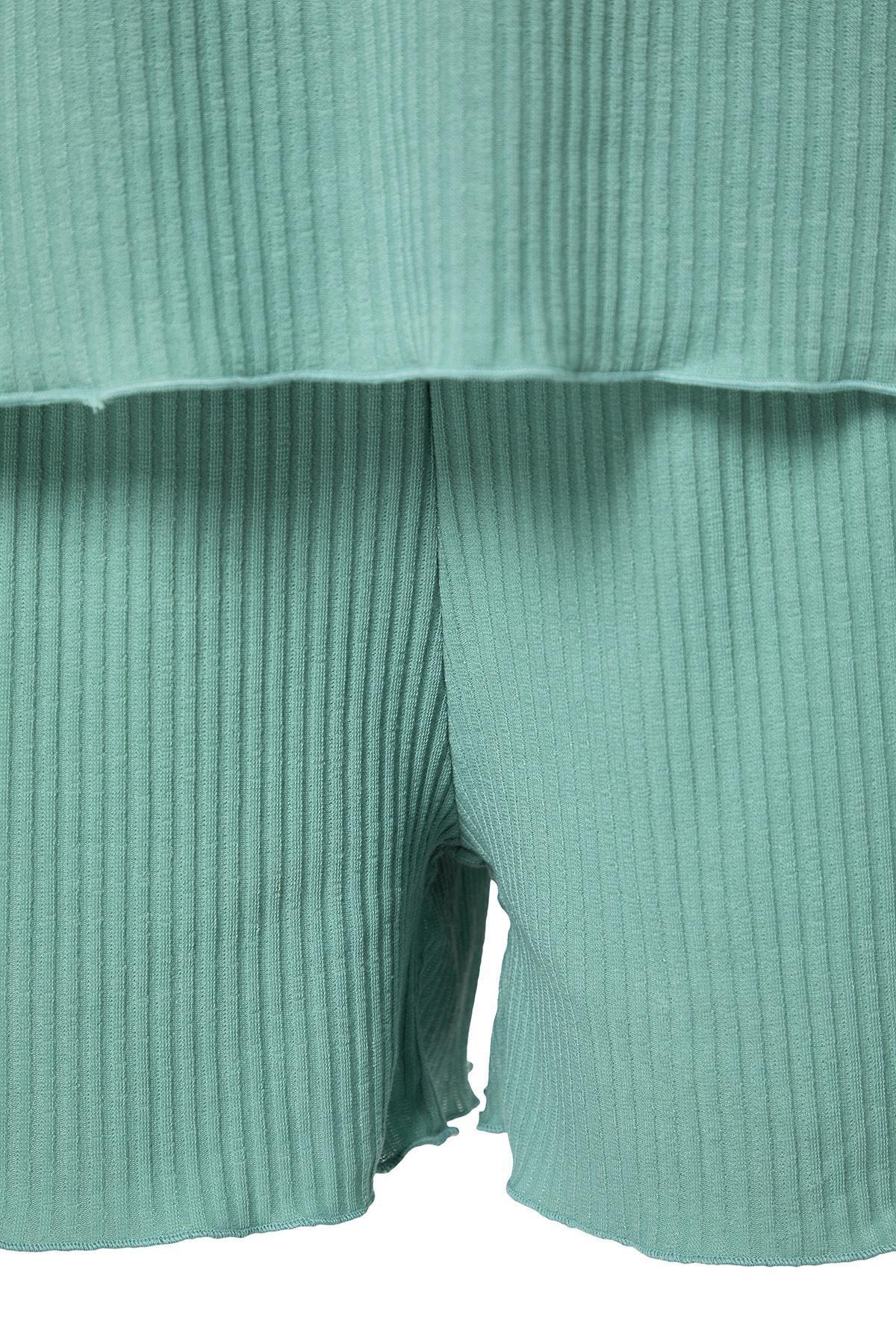 Green Plain Plus Size Pajama Set, , large image number 7