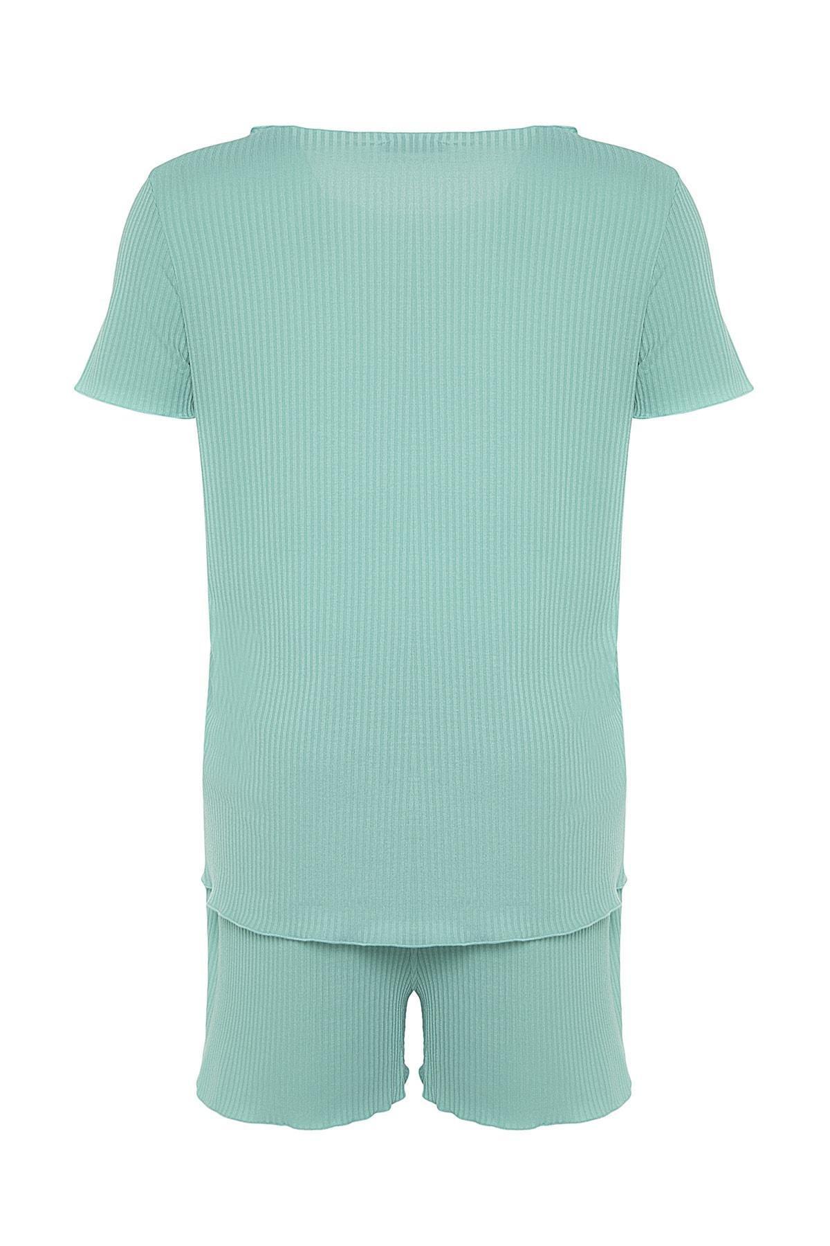 Green Plain Plus Size Pajama Set, , large image number 8