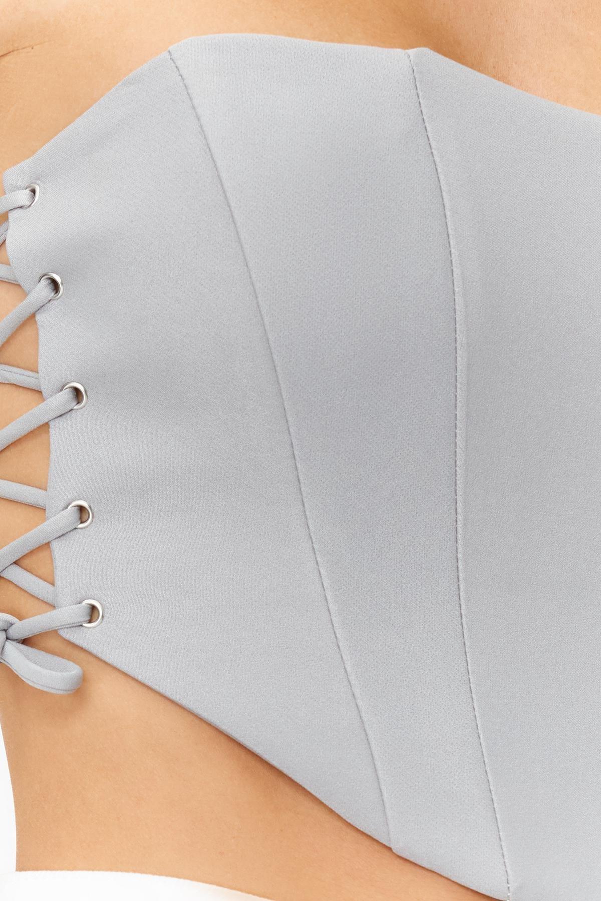 Trendyol - Grey Crop Lined Woven Tie Bustier