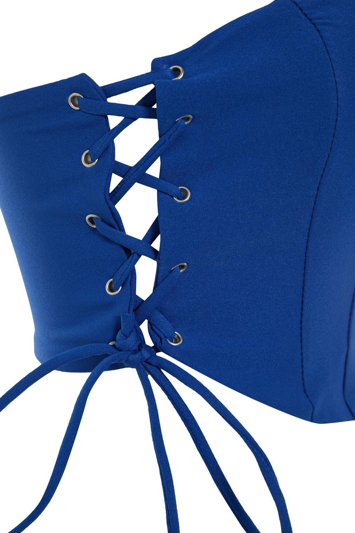 Navy Strapless Crop Top, , large image number 6