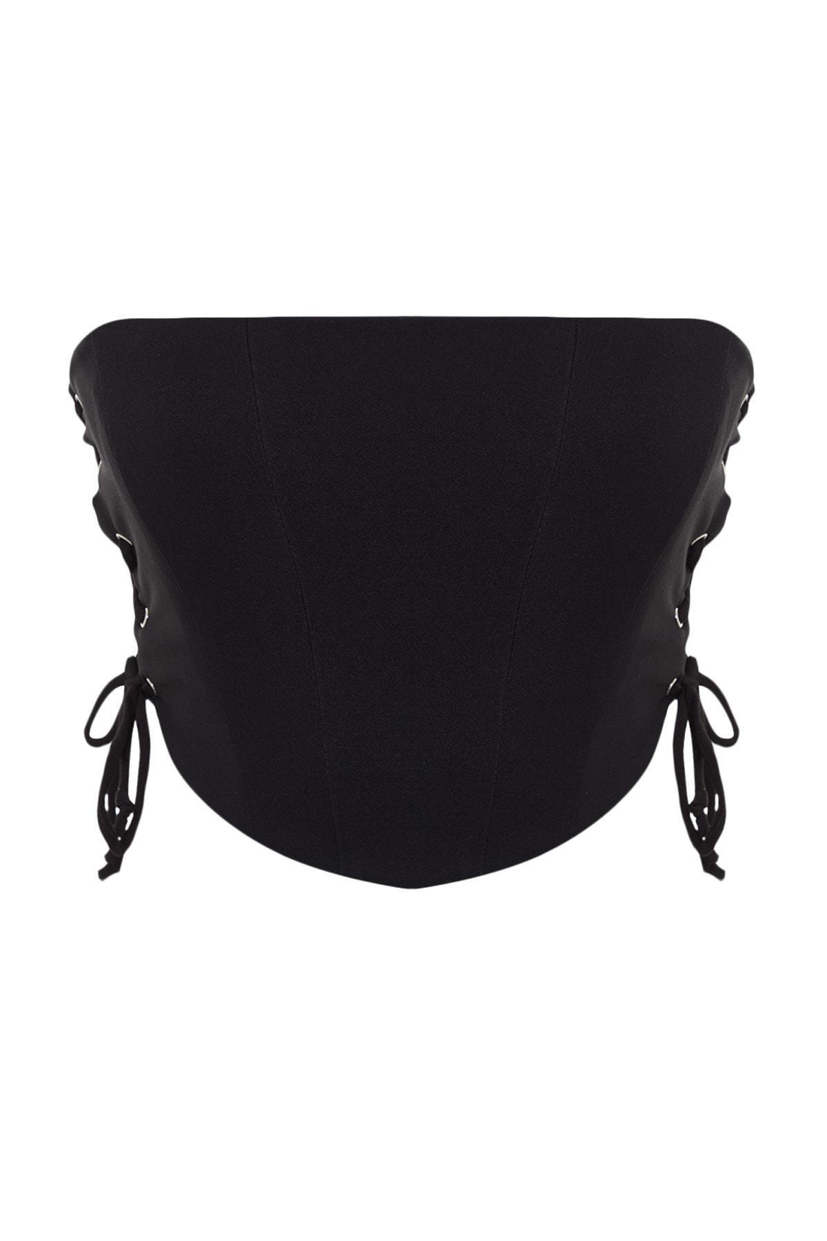 Black Strapless Crop Top, , large image number 5