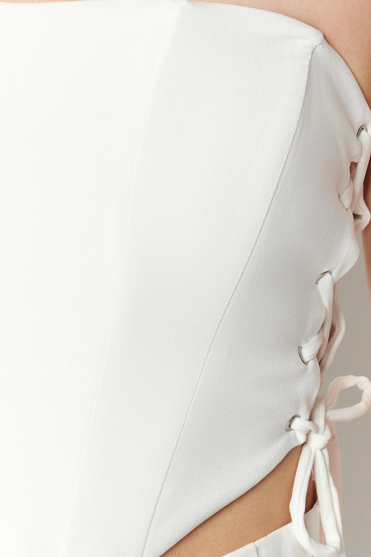 White Plain Crop Top, , large image number 4