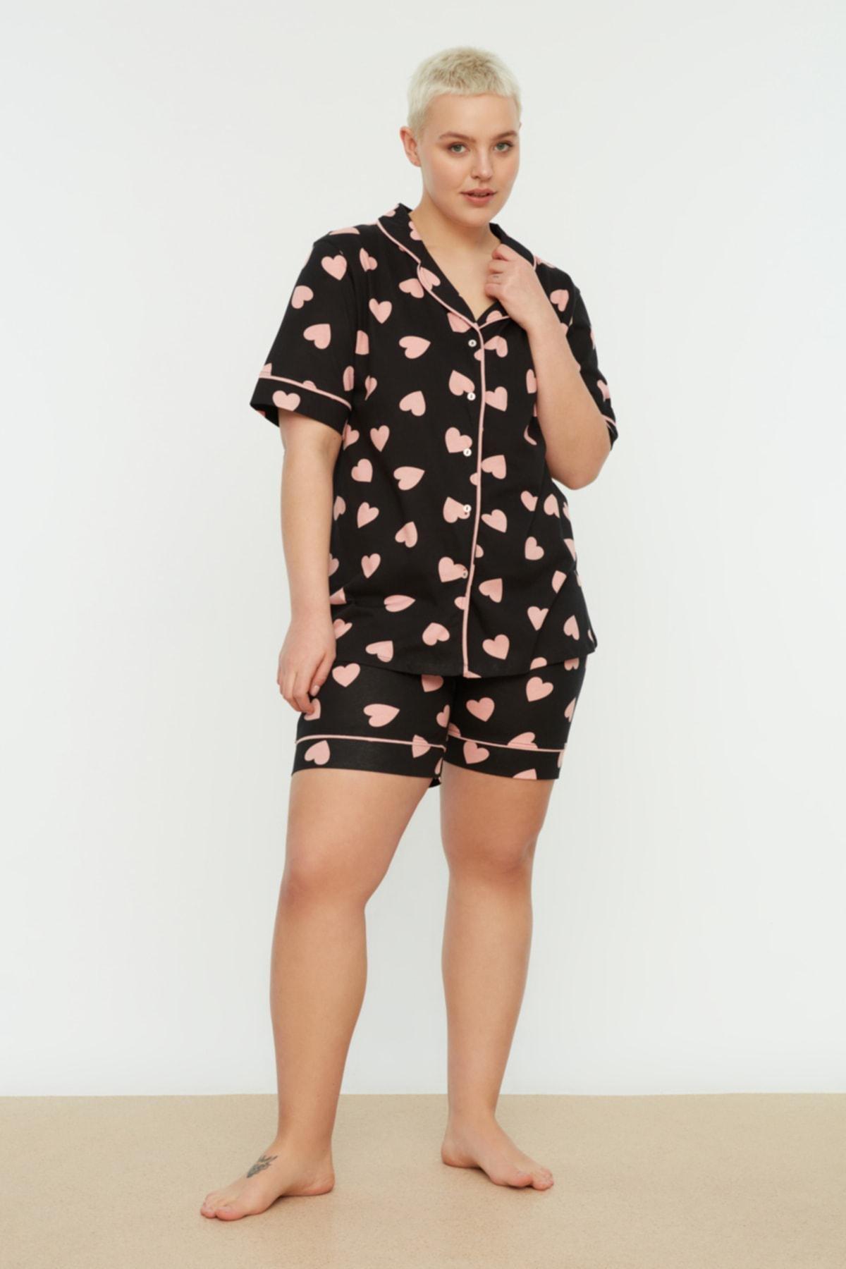 Multicolour Heart Plus Size Pajama Set, , large image number 0