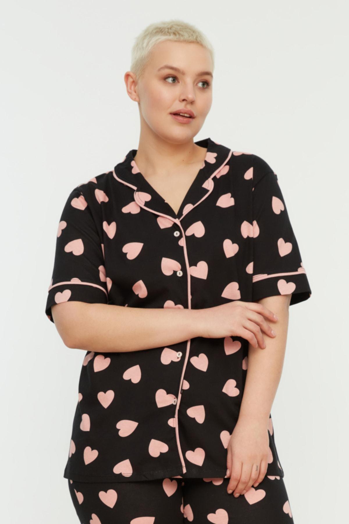 Multicolour Heart Plus Size Pajama Set, , large image number 1