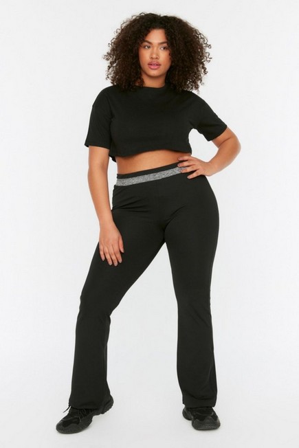 Trendyol - Black Straight Plus Size Sweatpants