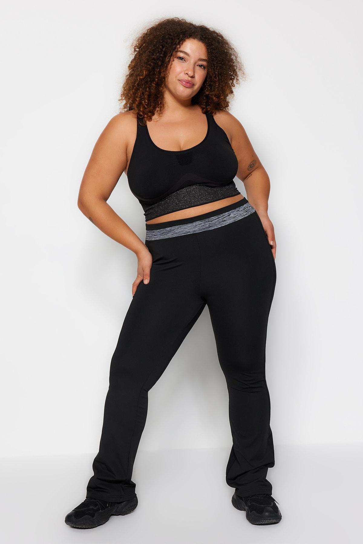 Black Straight Plus Size Sweatpants, , large image number 1