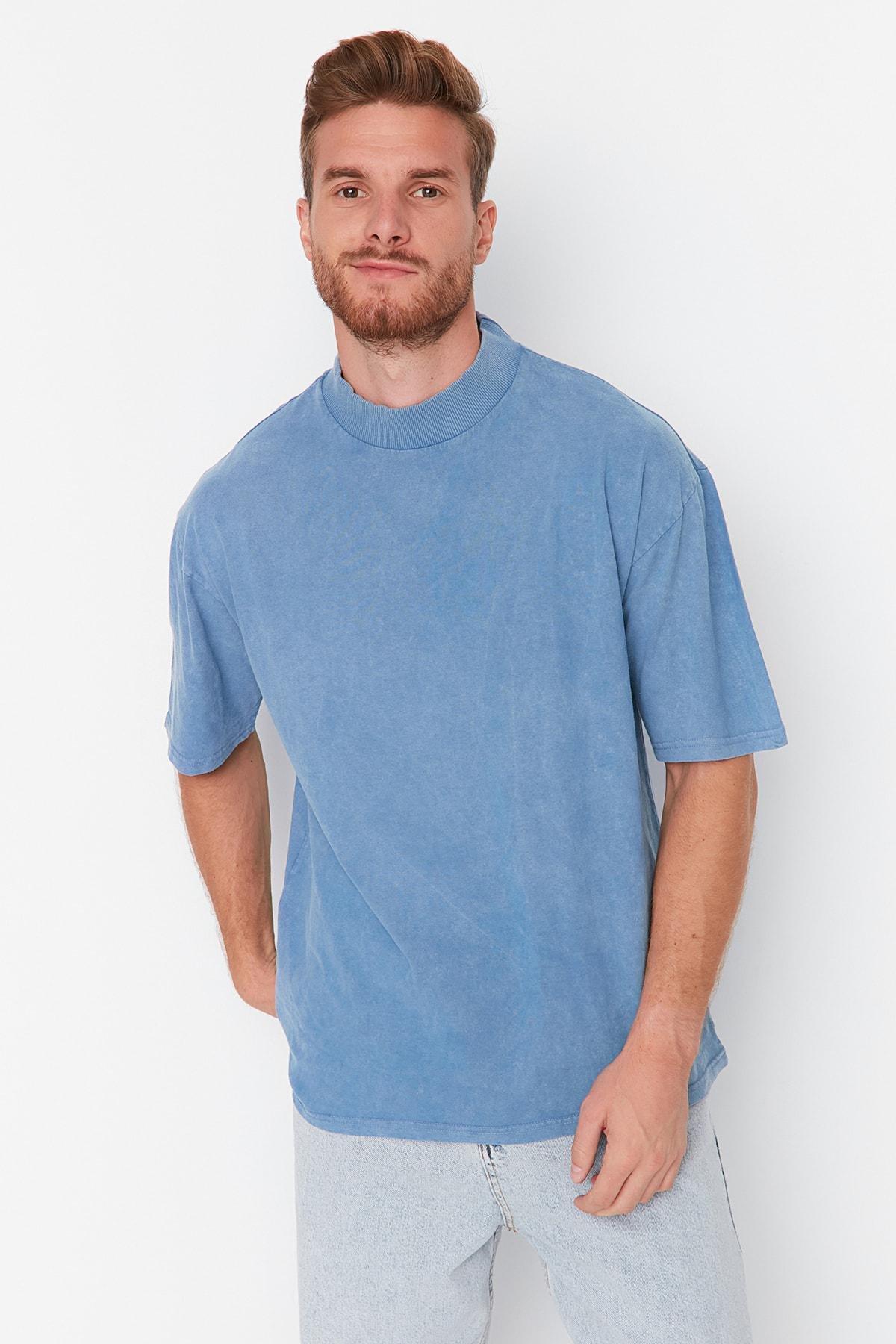 Blue Casual Cotton T-Shirt, , large image number 1