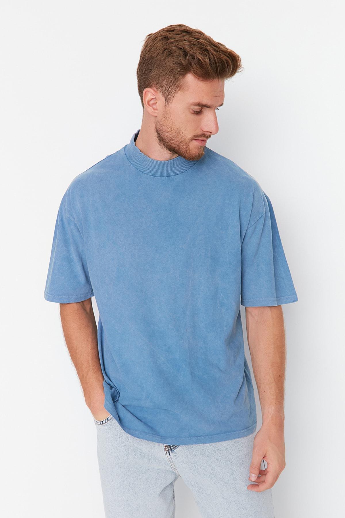 Blue Casual Cotton T-Shirt, , large image number 3