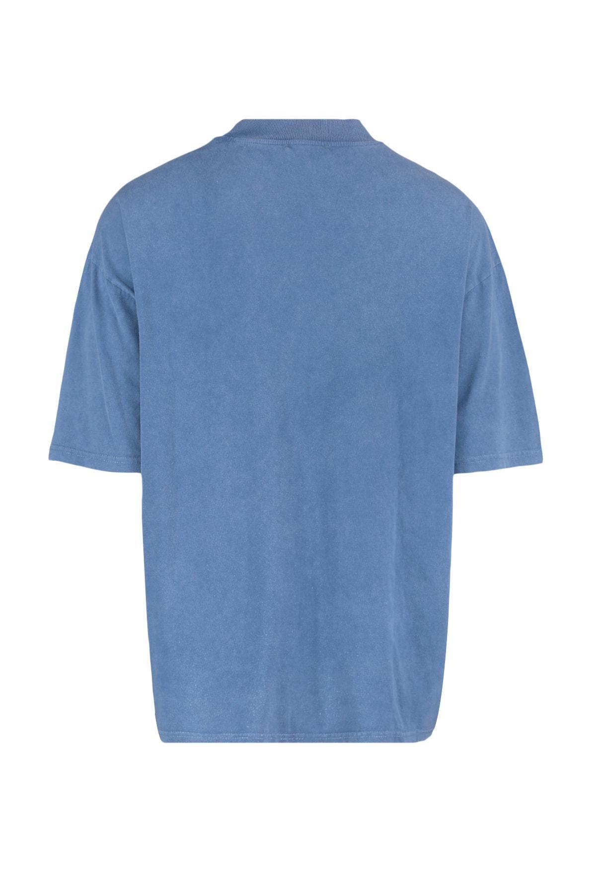 Blue Casual Cotton T-Shirt, , large image number 7