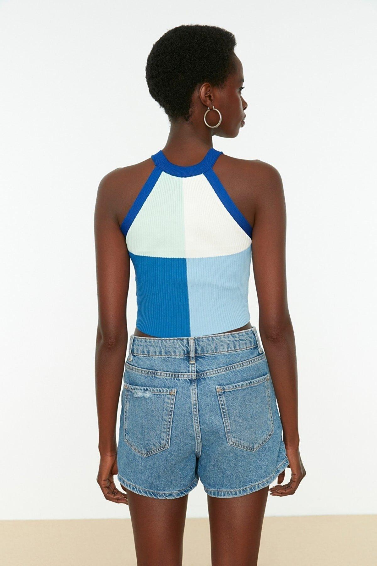 Blue Slim Blouse, Blue, large image number 3