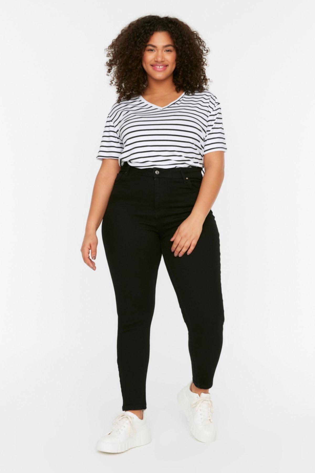 Black Skinny Plus Size Jeans, , large image number 1
