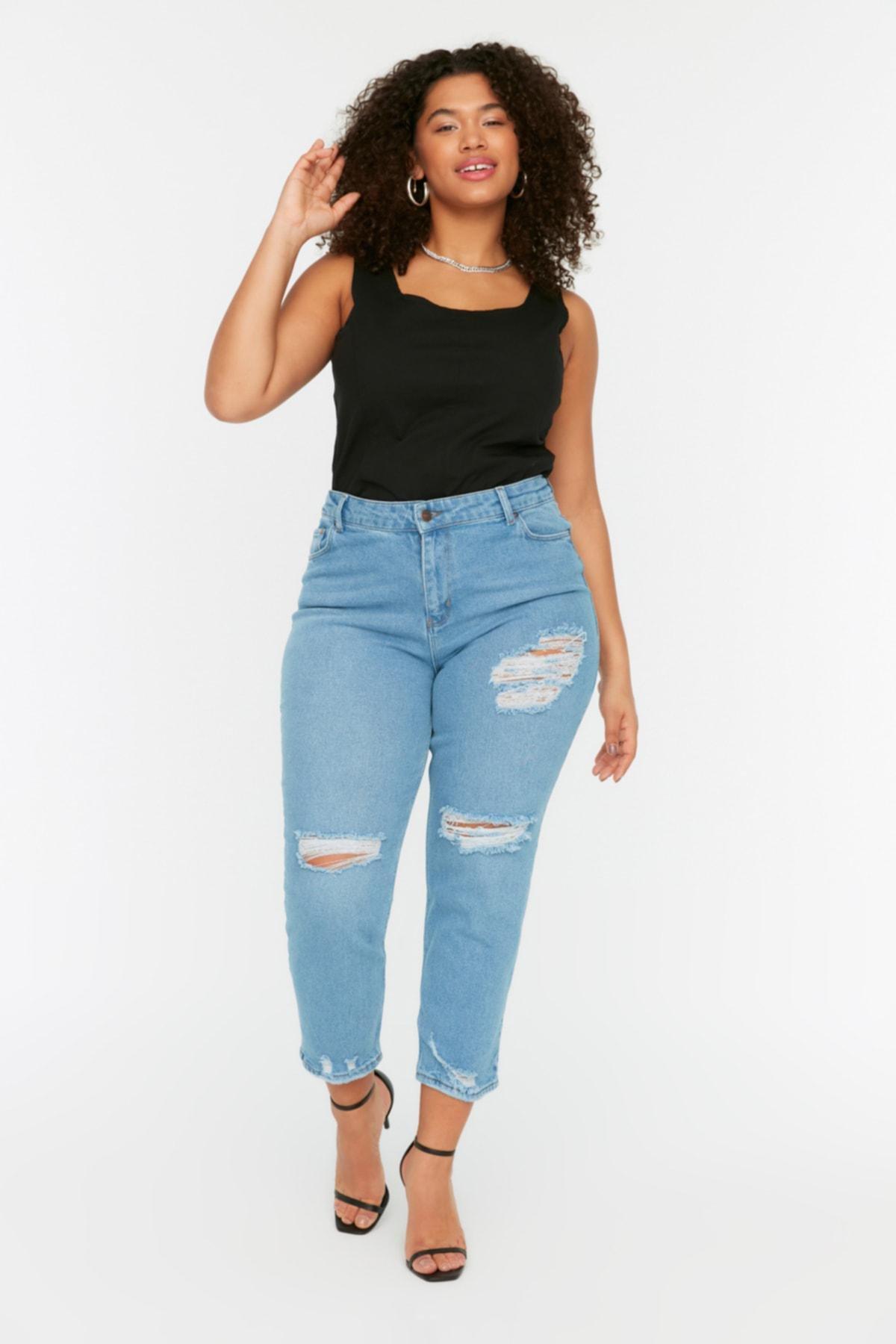 Trendyol - Blue Skinny Plus Size Jeans