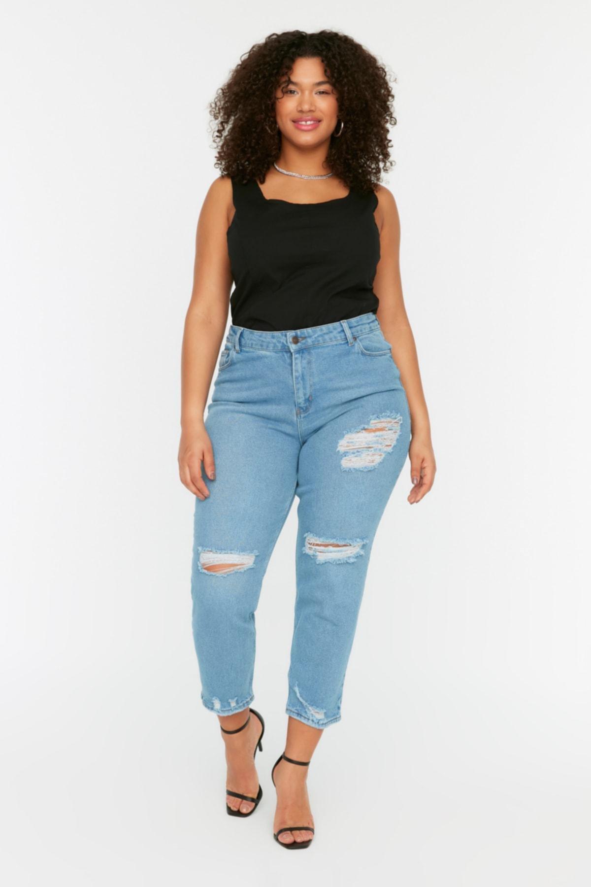 Blue Skinny Plus Size Jeans, , large image number 1