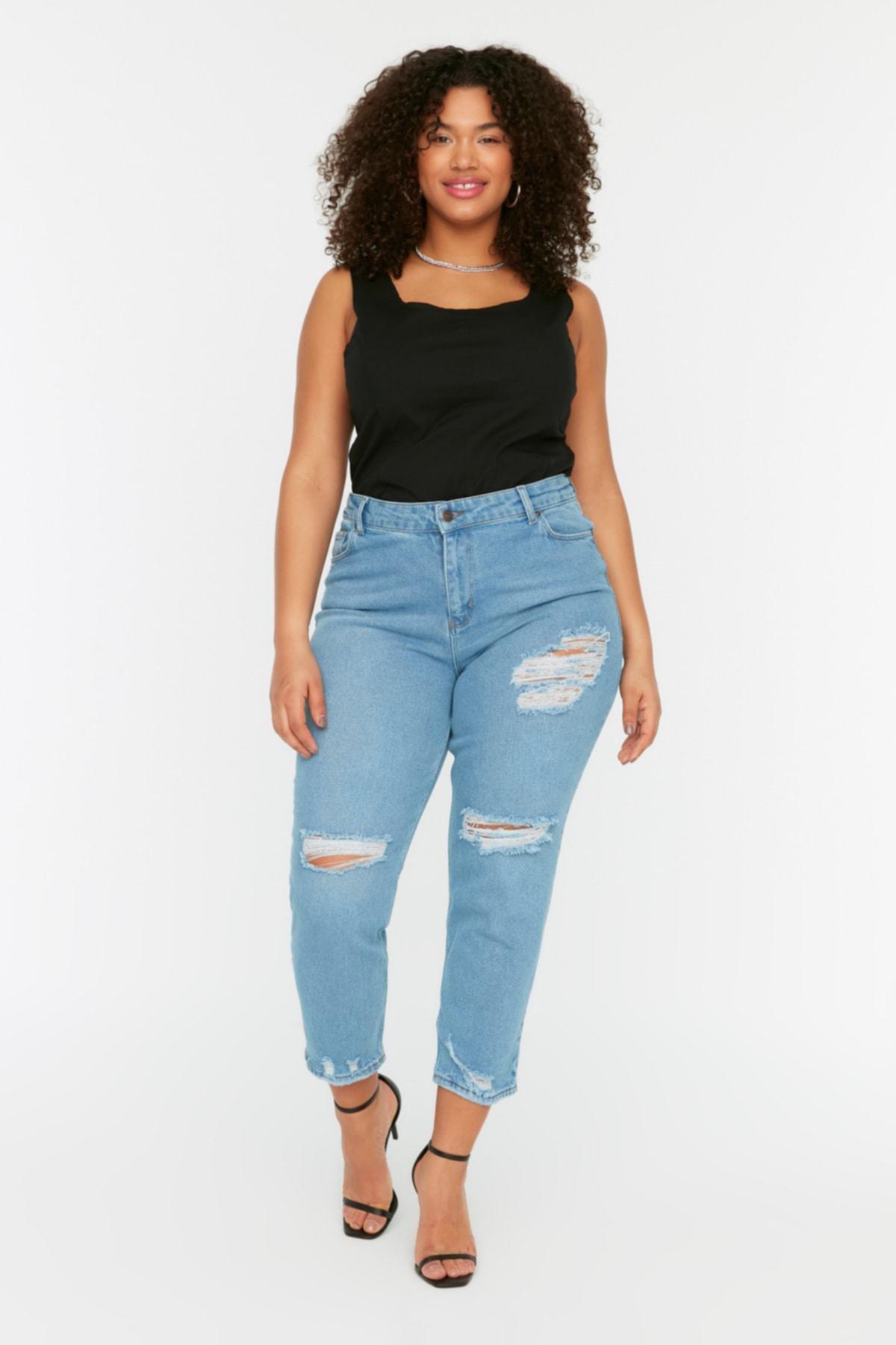 Trendyol - Blue Skinny Plus Size Jeans