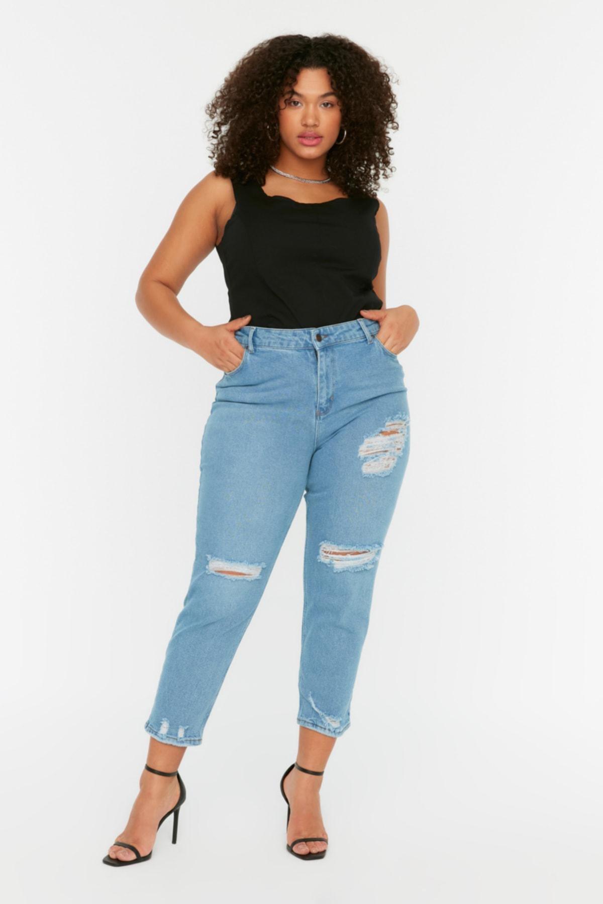 Trendyol - Blue Skinny Plus Size Jeans