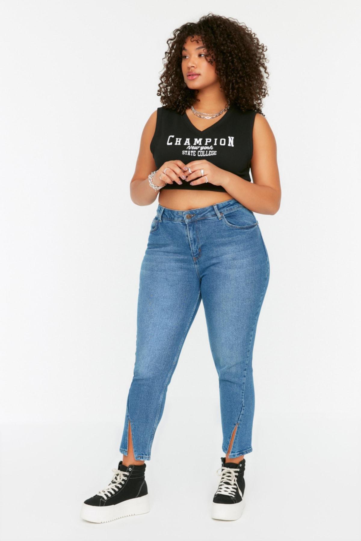 Trendyol - Blue Skinny Plus Size Jeans