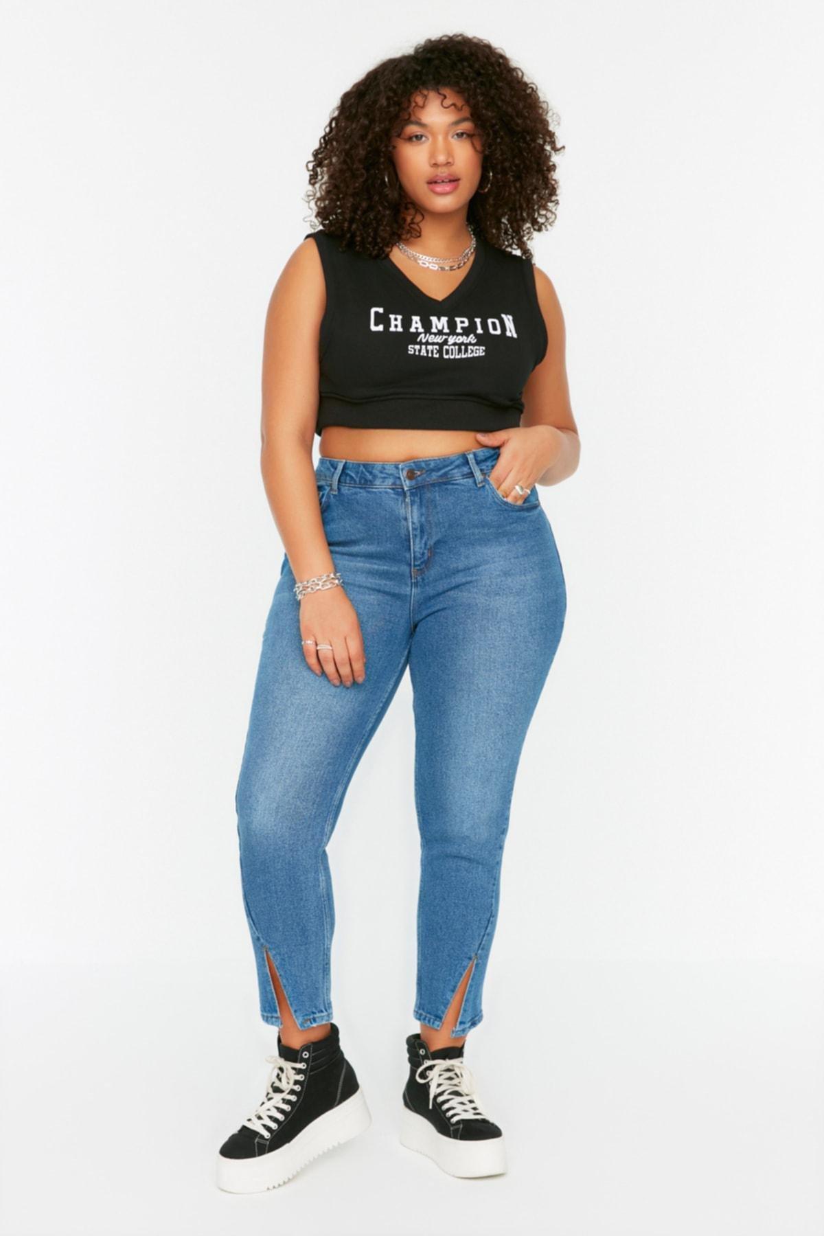 Blue Skinny Plus Size Jeans, , large image number 1