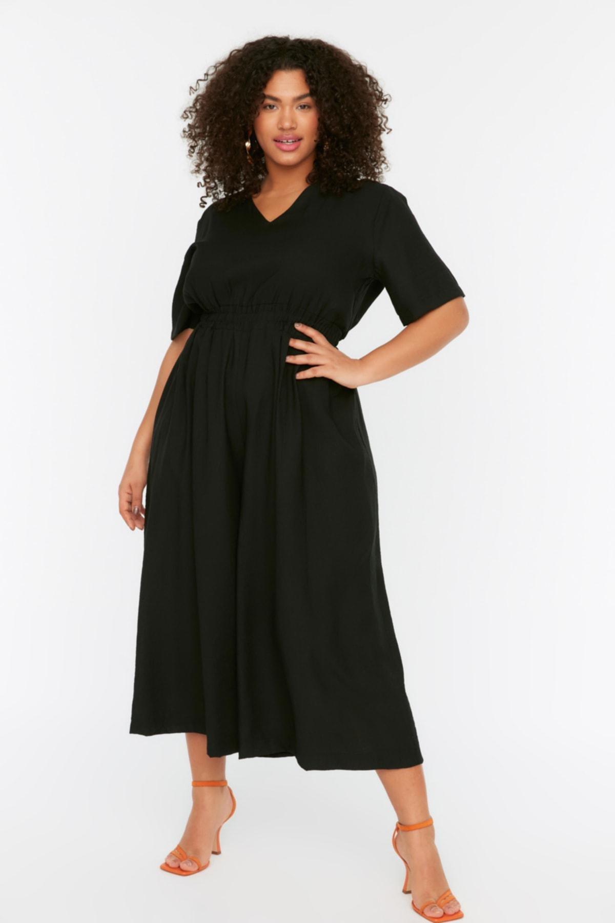 Trendyol - Black Relaxed Plus Size Jumpsuit