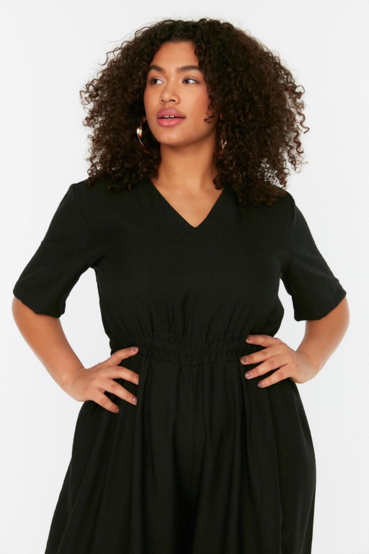 Black Relaxed Plus Size Jumpsuit, Black, medium