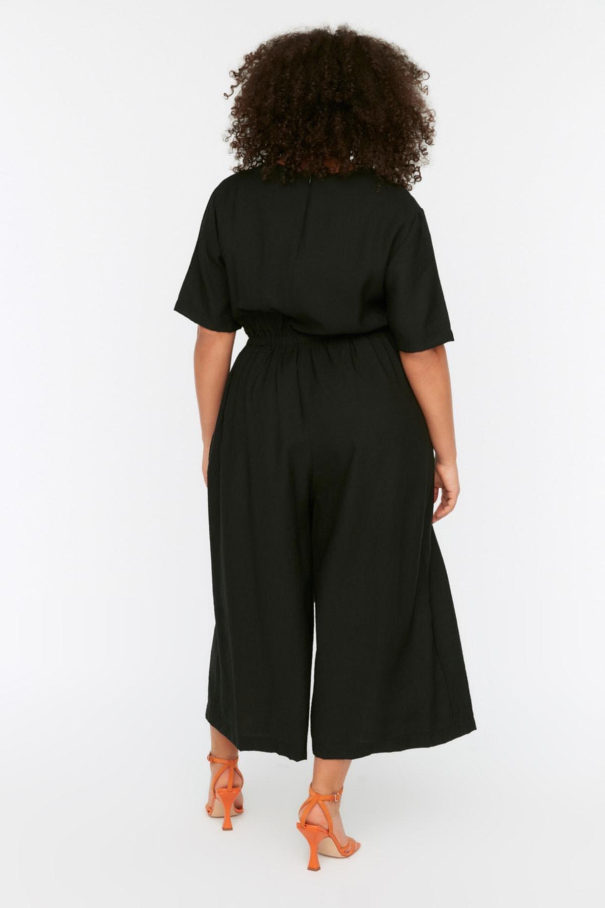 Black Relaxed Plus Size Jumpsuit, , large image number 4