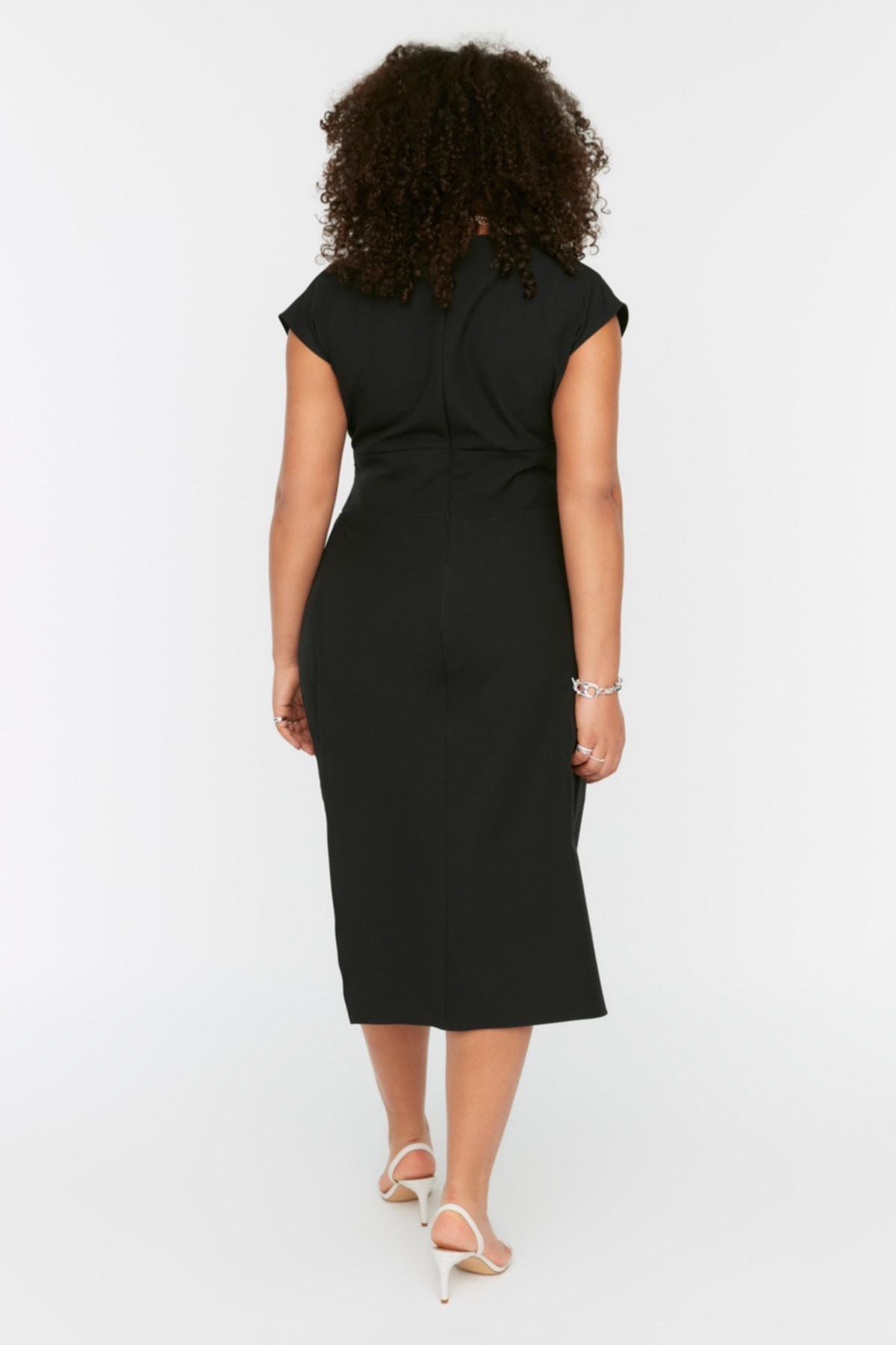 Black Asymmetric Plus Size Dress, , large image number 4