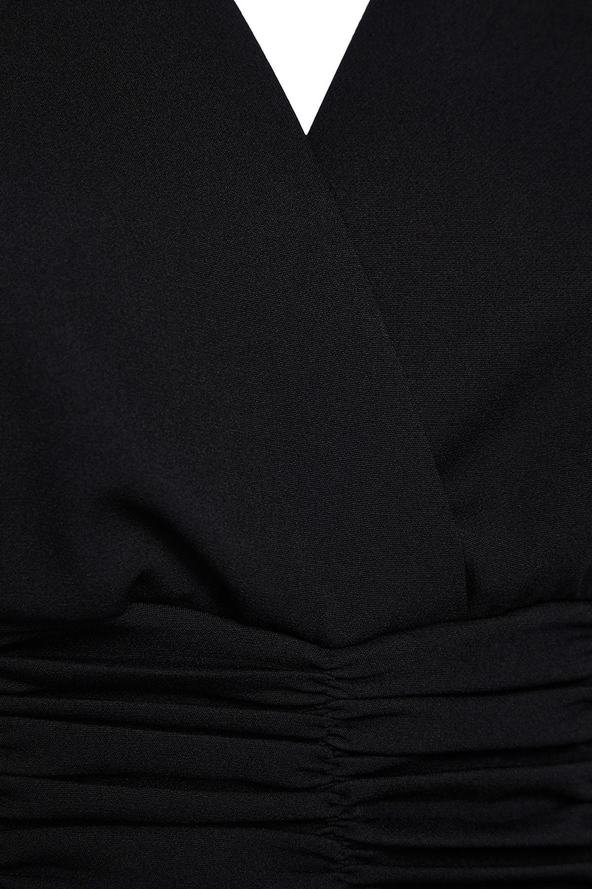 Black Asymmetric Plus Size Dress, , large image number 6