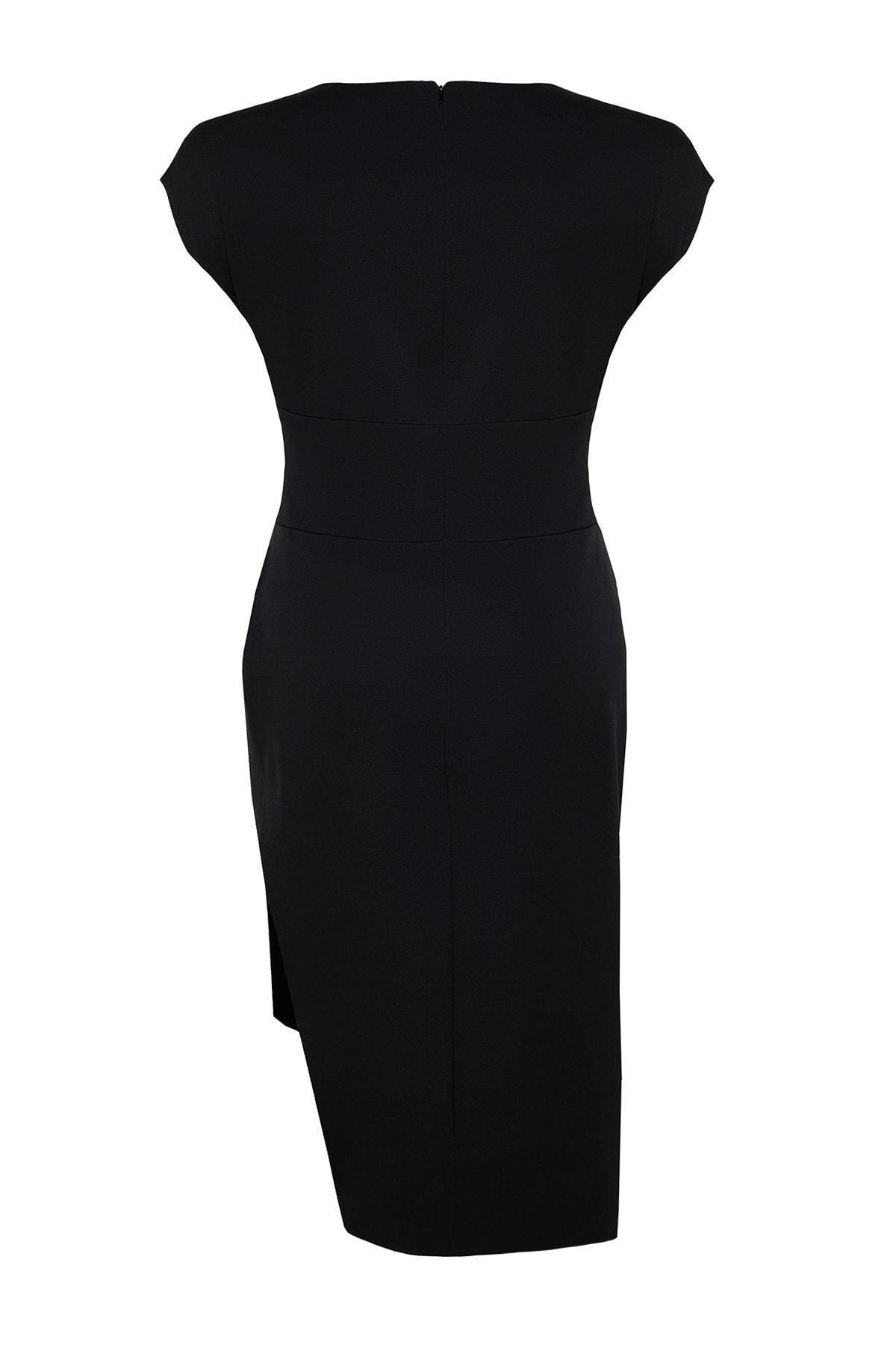 Black Asymmetric Plus Size Dress, , large image number 7