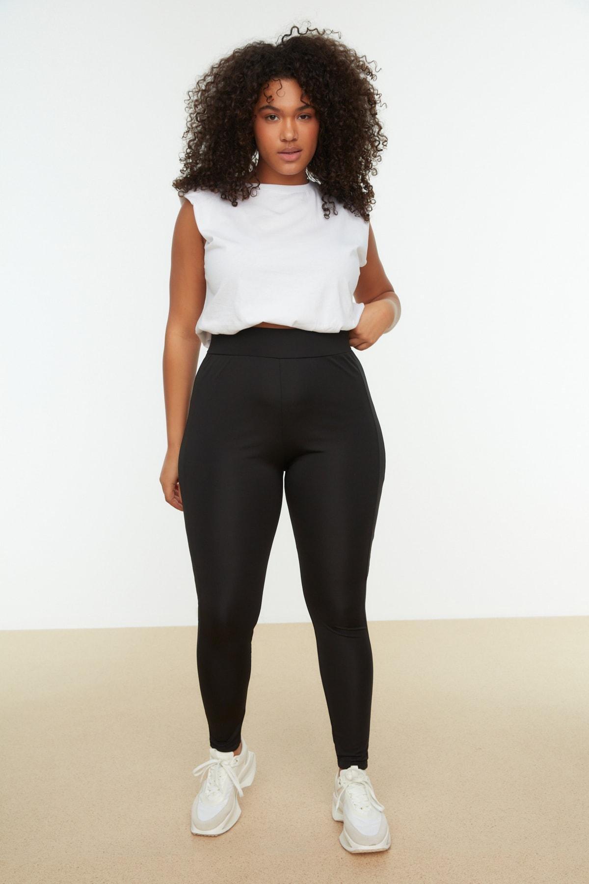 Black Plus Size Sports Leggings, , large image number 3