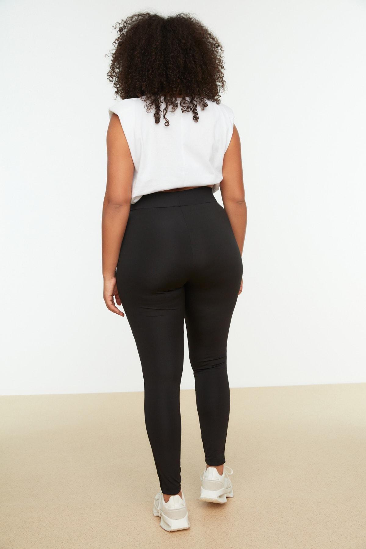 Black Plus Size Sports Leggings, , large image number 4