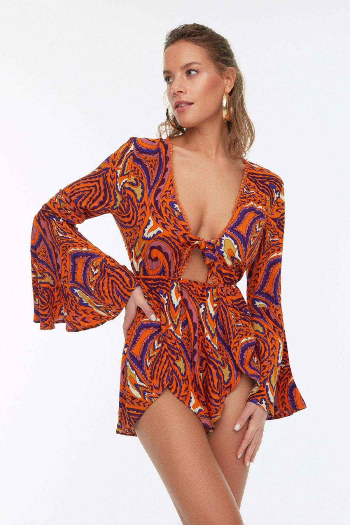 Orange Abstract Jumpsuit, , medium