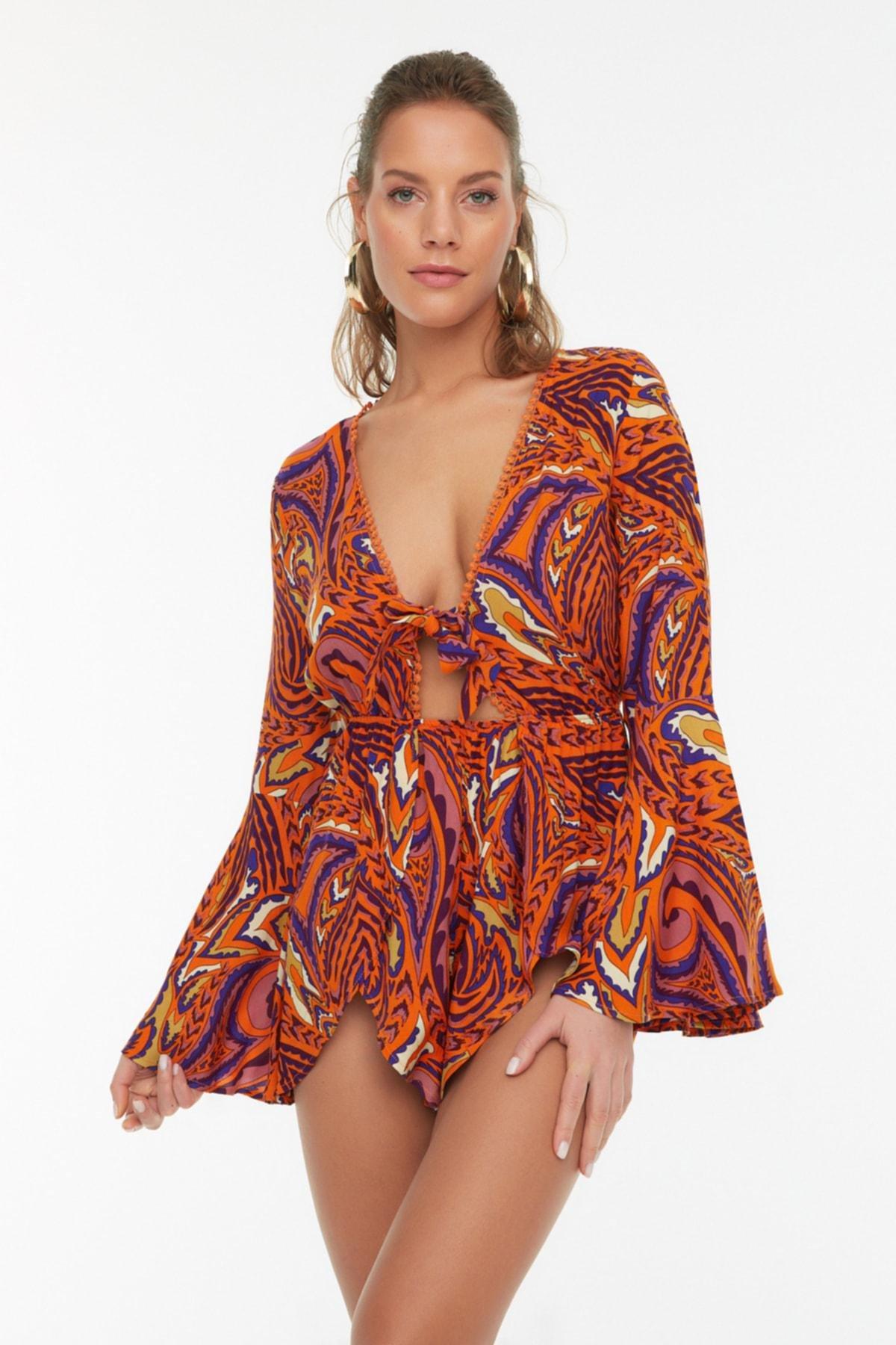 Orange Abstract Jumpsuit, , large image number 1
