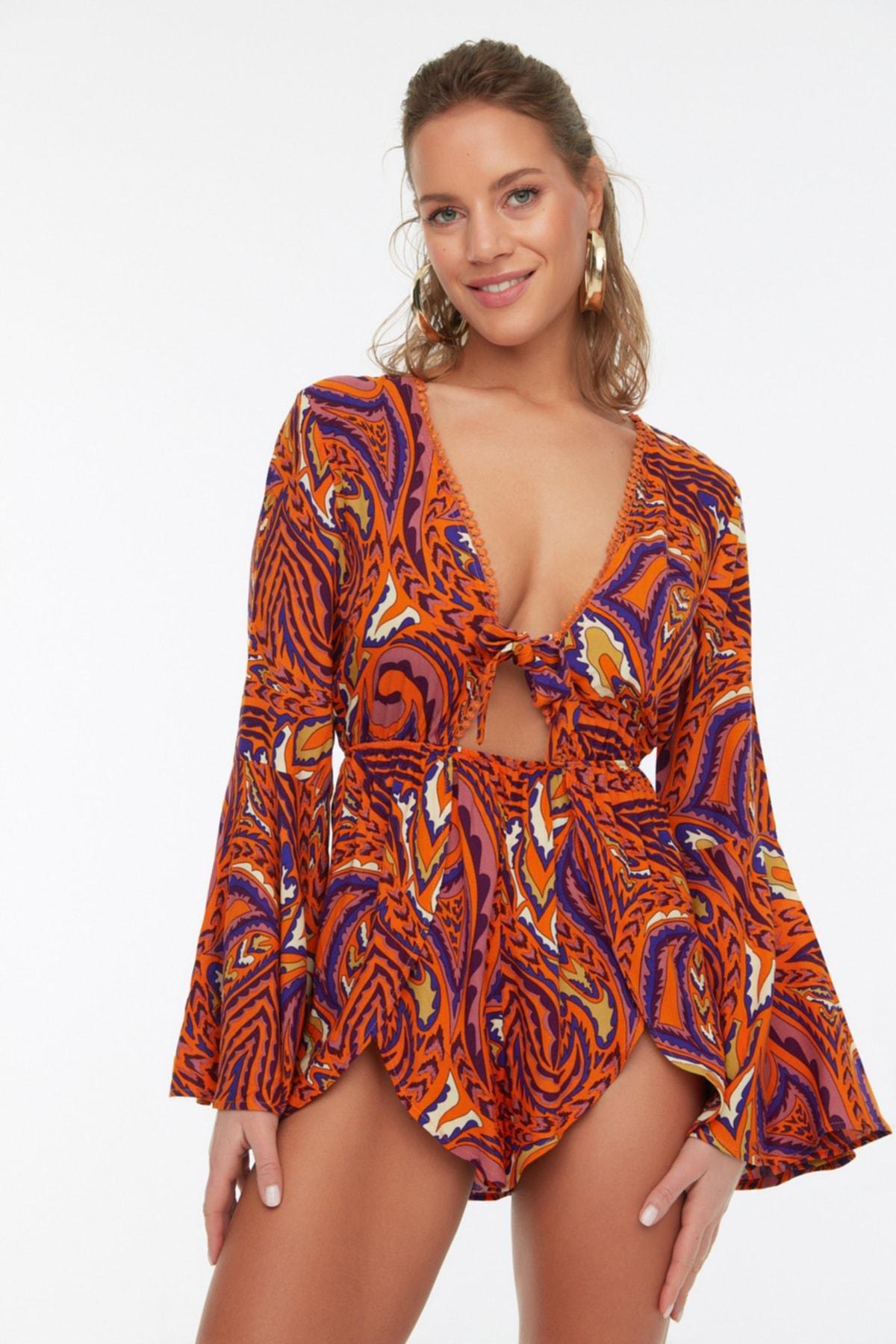 Orange Abstract Jumpsuit, , large image number 2