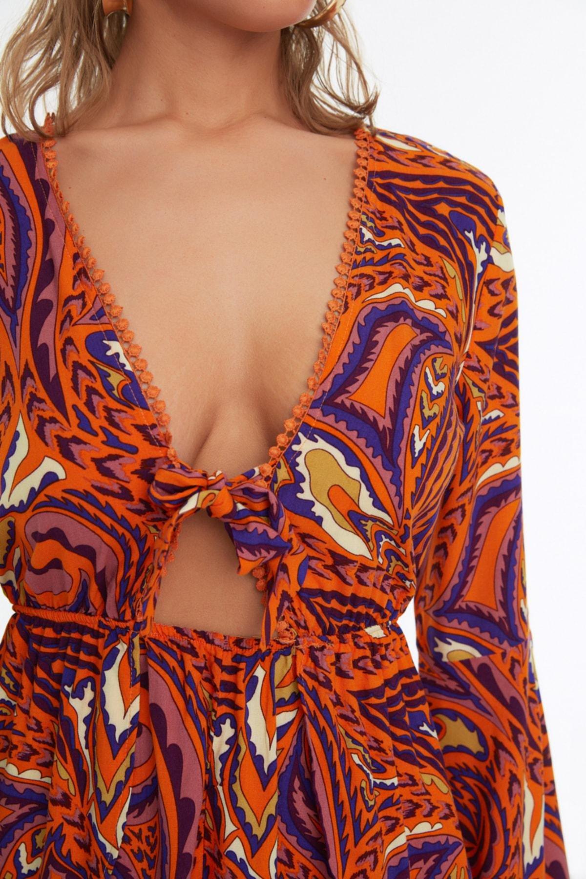 Orange Abstract Jumpsuit, , large image number 3