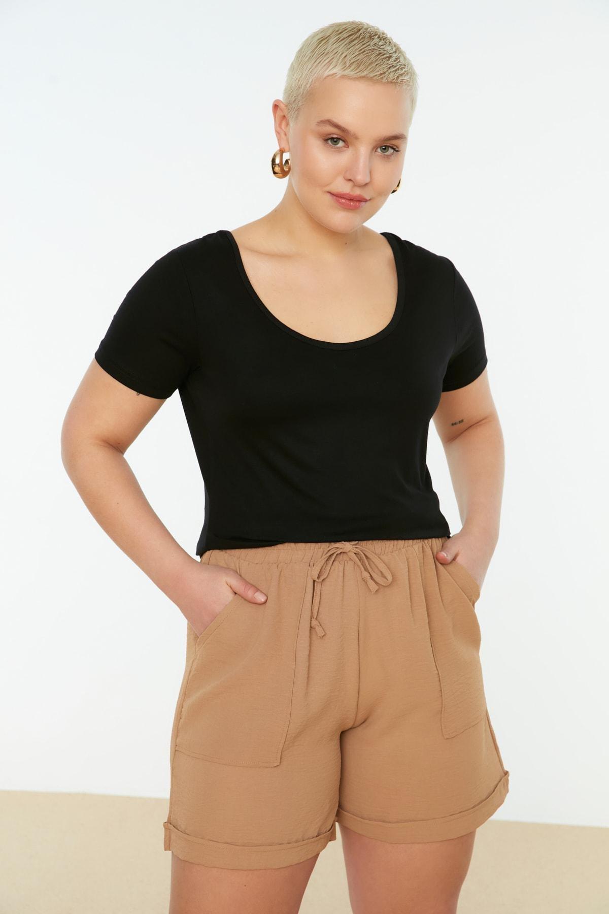 Black Fitted Plus Size Blouse, , large image number 1