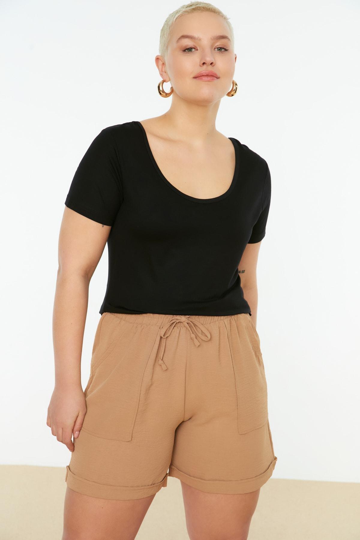 Black Fitted Plus Size Blouse, , large image number 3