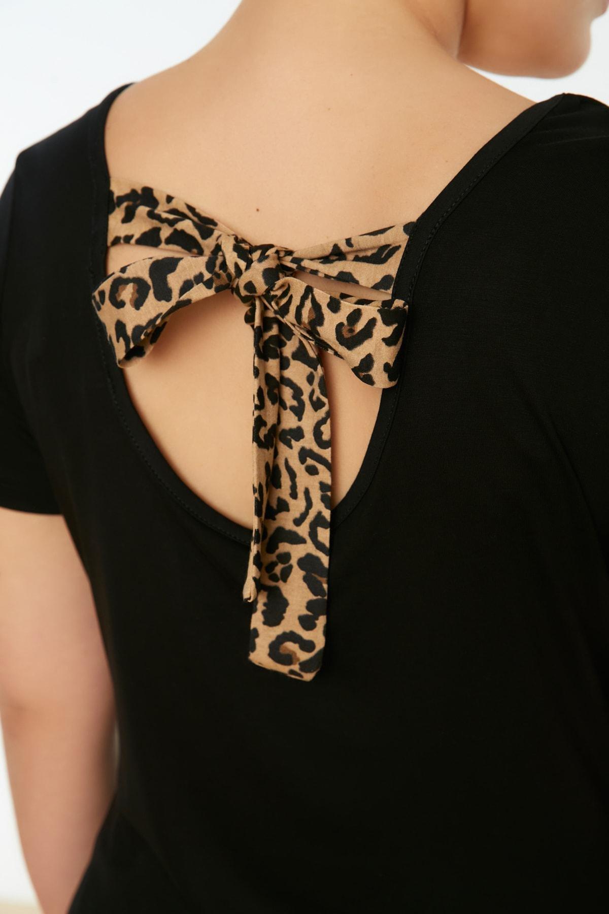 Black Fitted Plus Size Blouse, , large image number 4