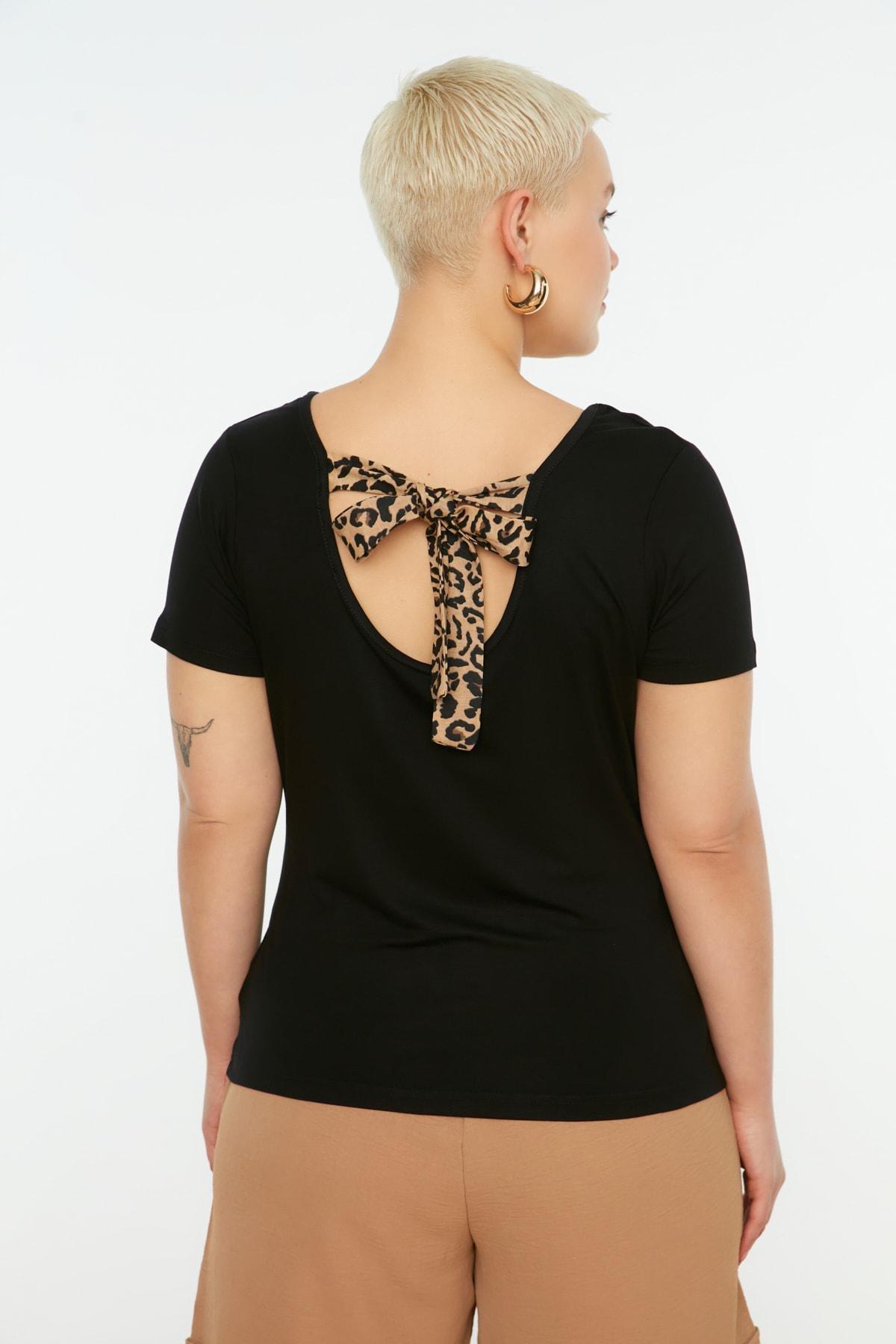 Black Fitted Plus Size Blouse, , large image number 5