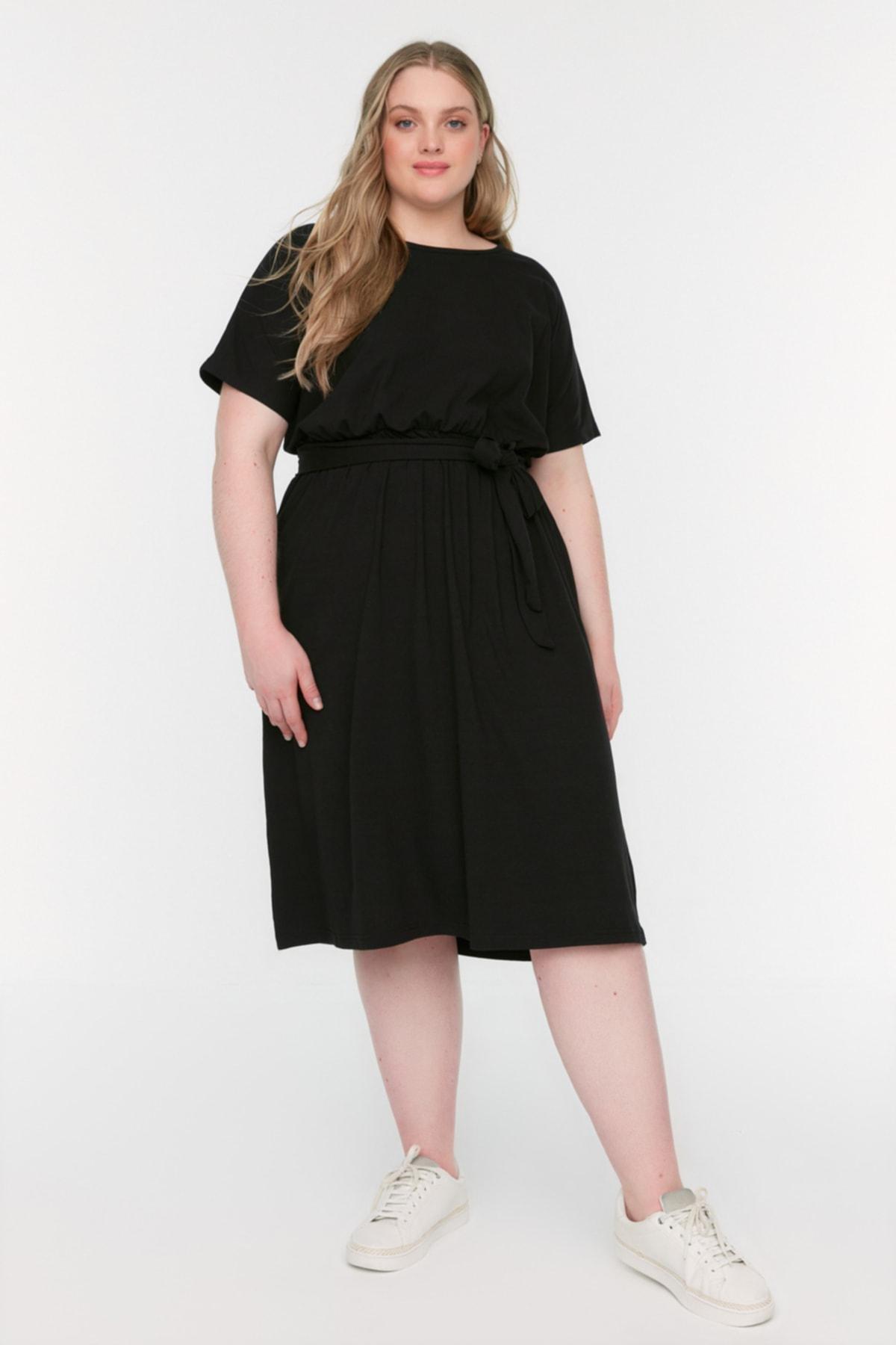 Black A-Line Plus Size Dress, , large image number 1